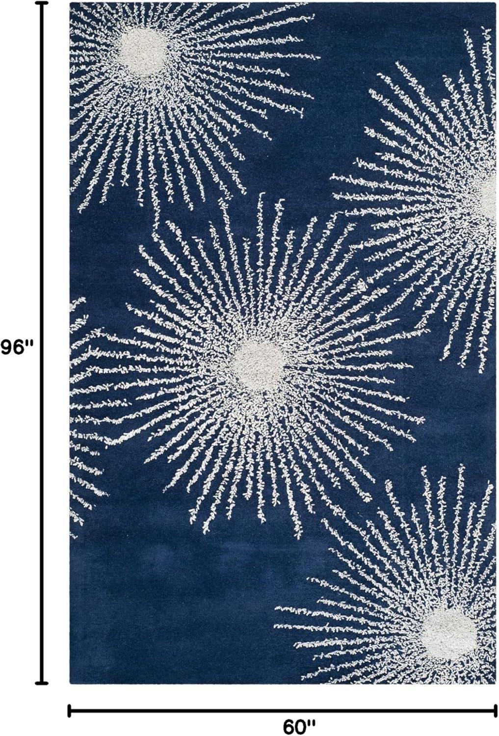 Soho SOH712 Hand Tufted Area Rug - Dark Blue/Ivory - 5'x8' - Safavieh.