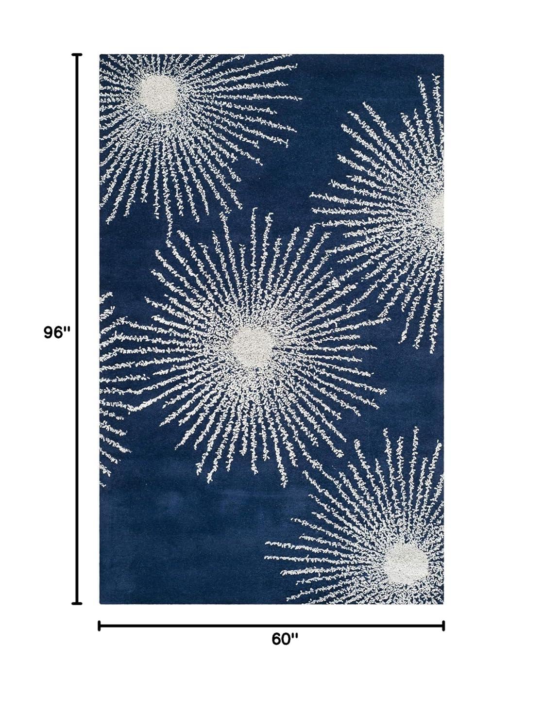 Soho SOH712 Hand Tufted Area Rug - Dark Blue/Ivory - 5'x8' - Safavieh.