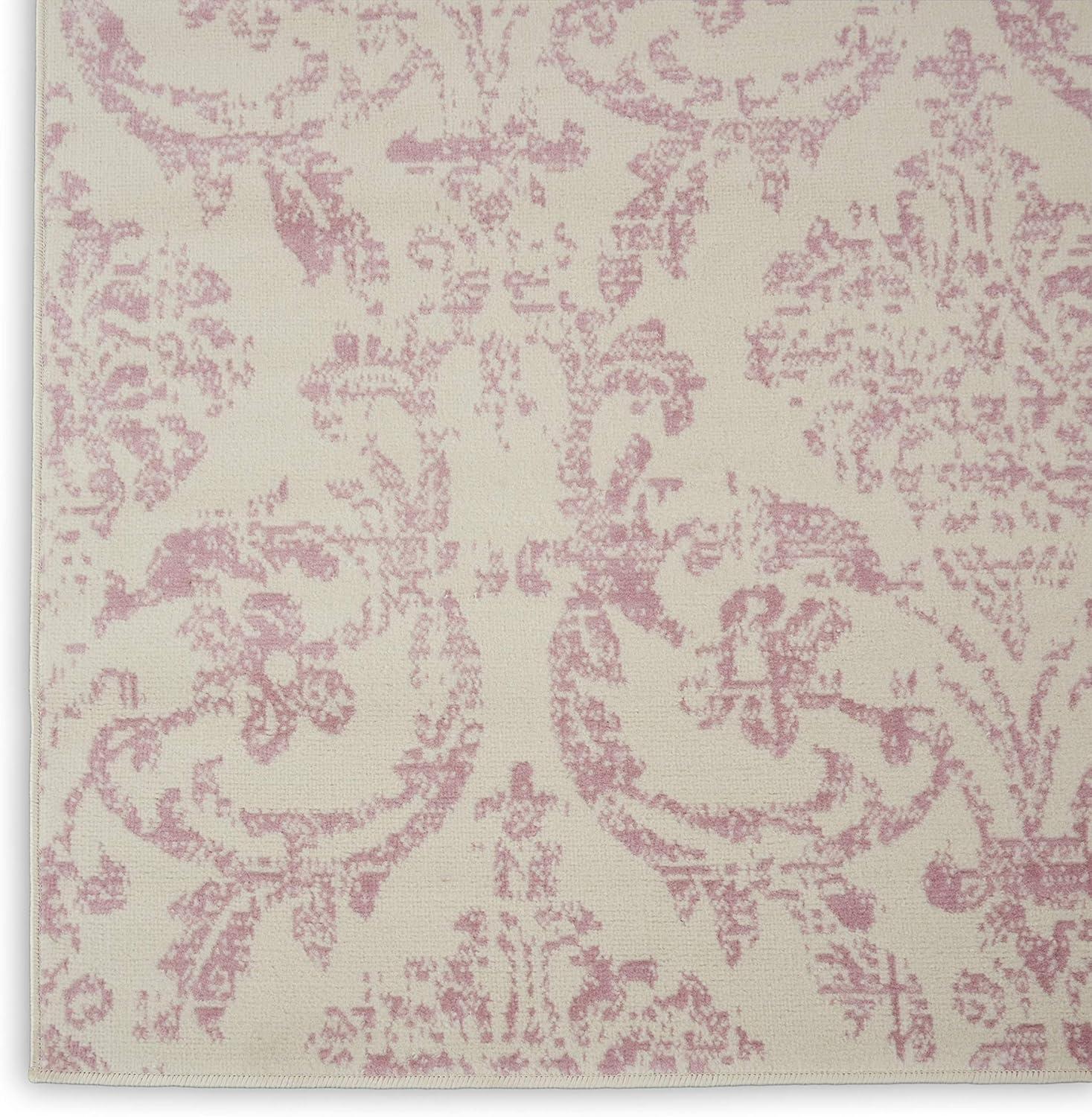 Jubilant JUB09 Area Rug Farmhouse Vintage Damask By Nourison Ivory/Pink 7' x 10'