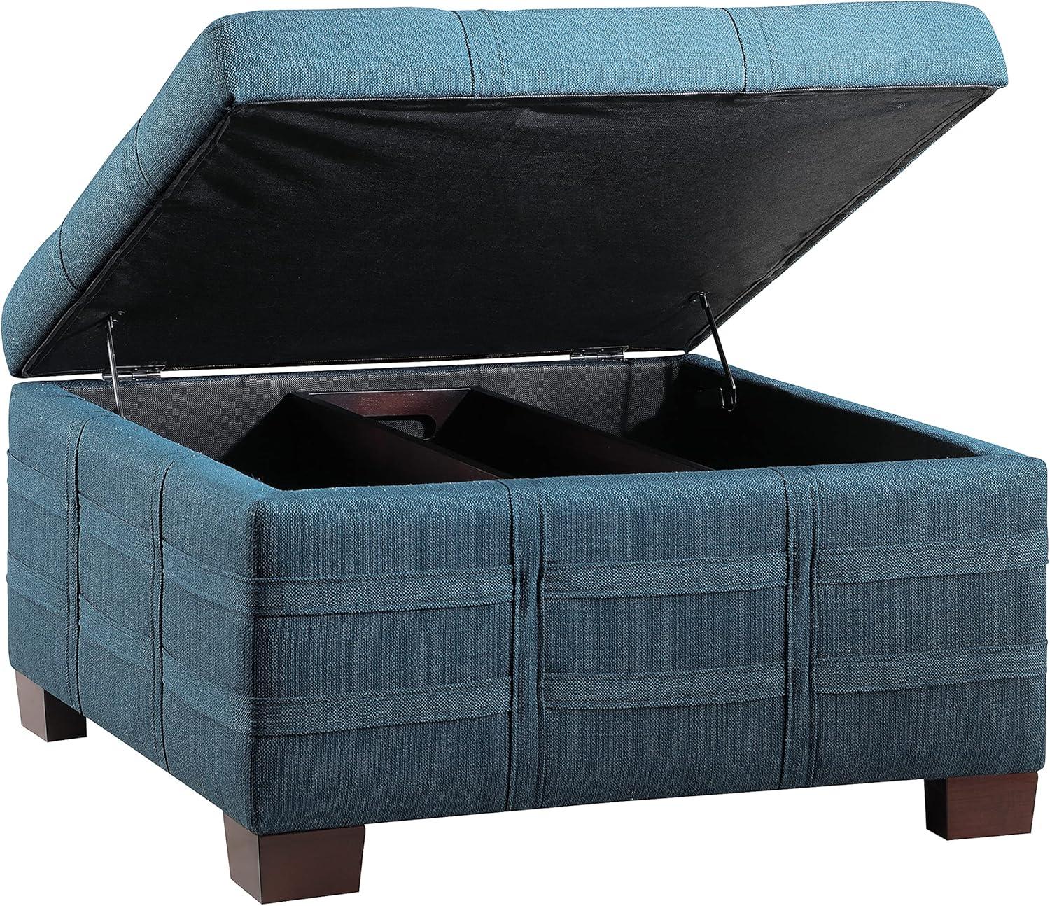 Detour Strap Square Storage Ottoman in Espresso Faux Leather