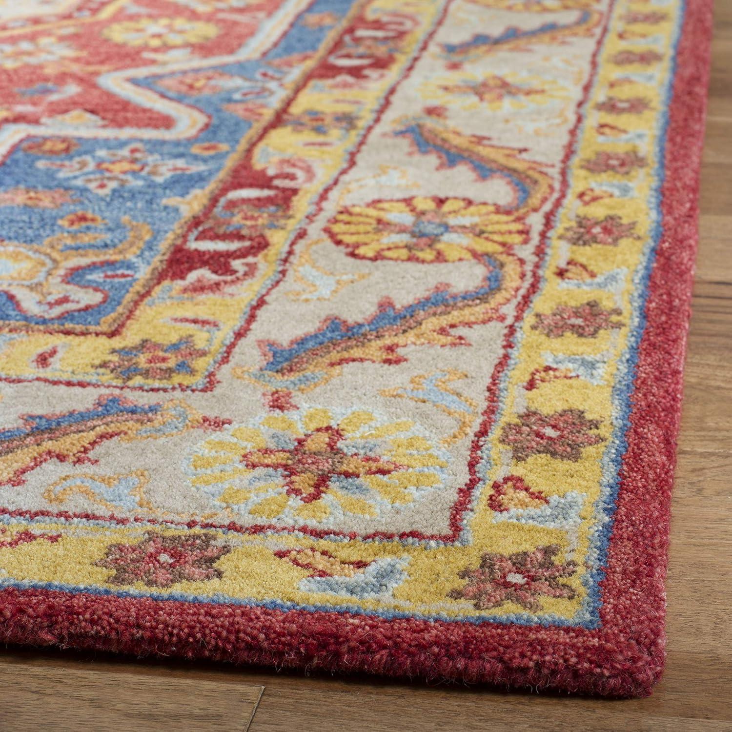 Antiquity AT503 Hand Tufted Area Rug - Red/Blue - 4'x6' - Safavieh.