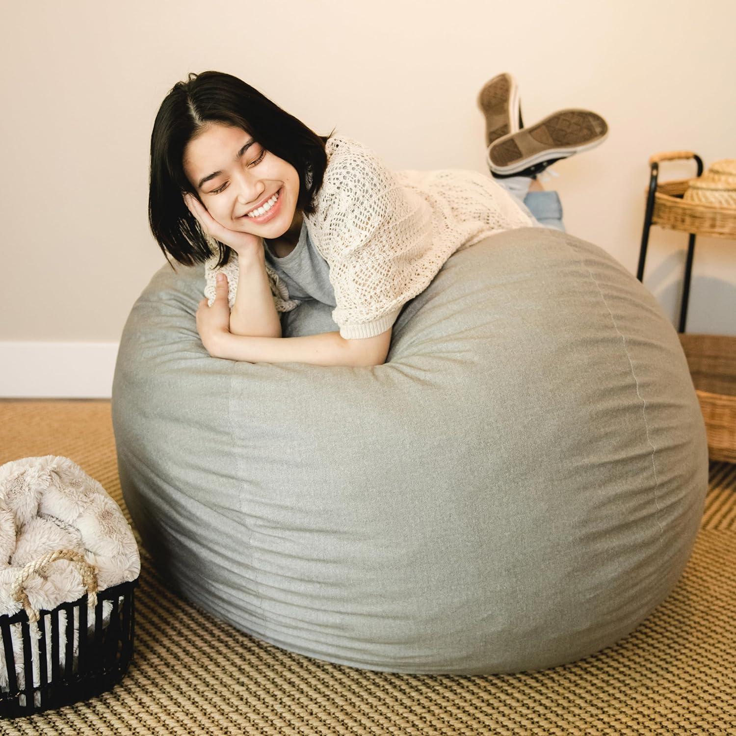 Big Joe Medium 3 Foot Foam Filled Bean Bag Chair with Soft Removeable Cover