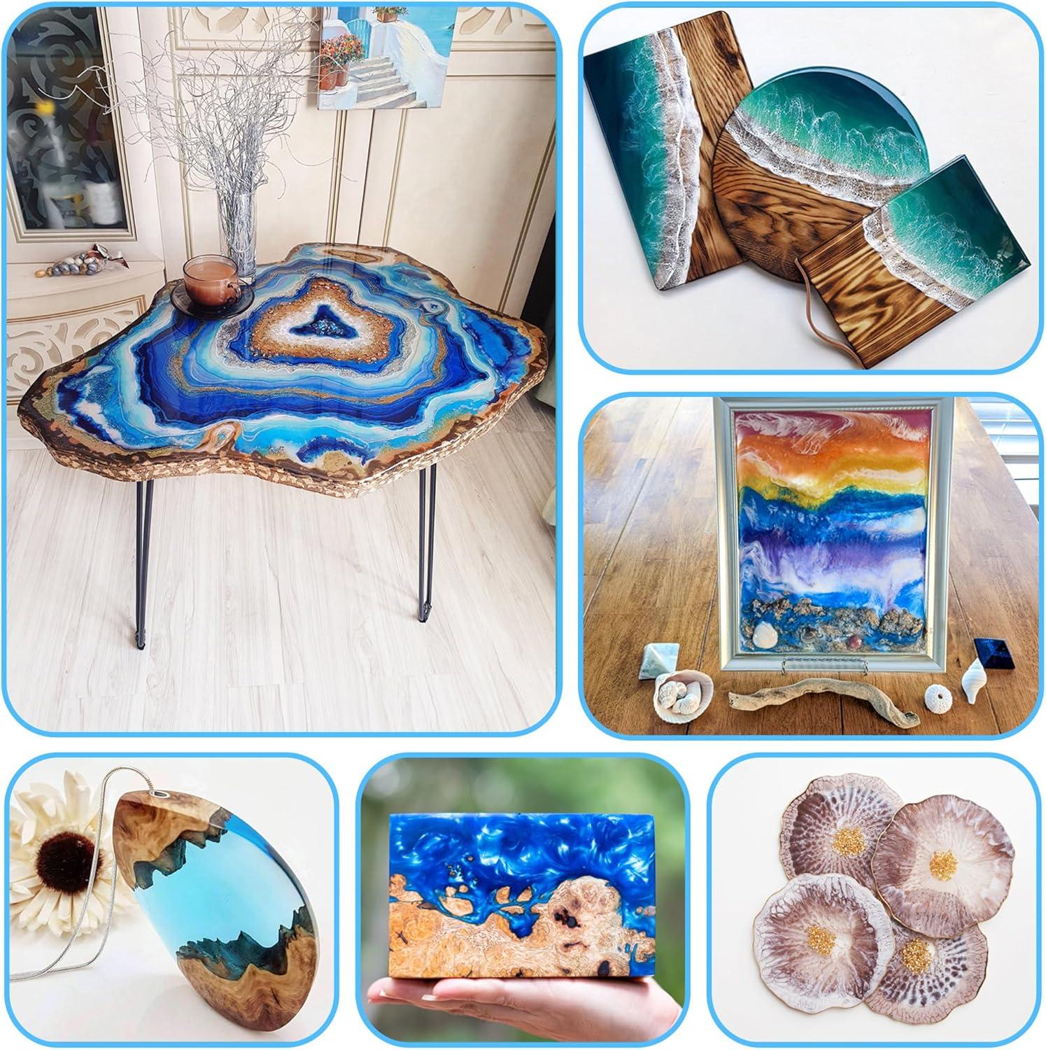 Epoxy Resin 8 oz Kit | 1:1 Crystal Clear Resin and Hardener for Super Gloss Coating | for Bars, Tabletop, Art, Jewelry, Casting Molds | Safe for Use on Wood, Metal, Stone, Plastic, Marine Sealer