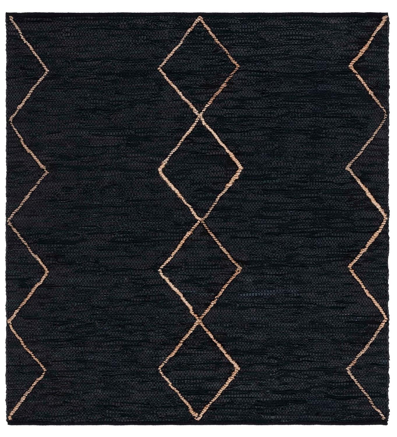 Vintage Leather VTL801 Hand Woven Area Rug - Black/Natural - 6'x6' - Safavieh.