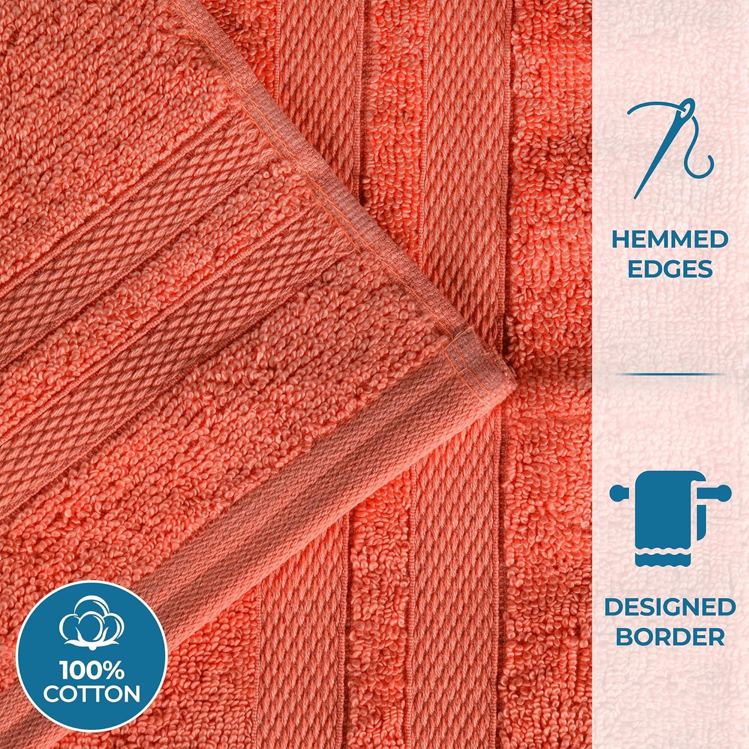 Superior Ultra Soft Cotton Solid 4-Piece Bath Towel Sets, Tangerine