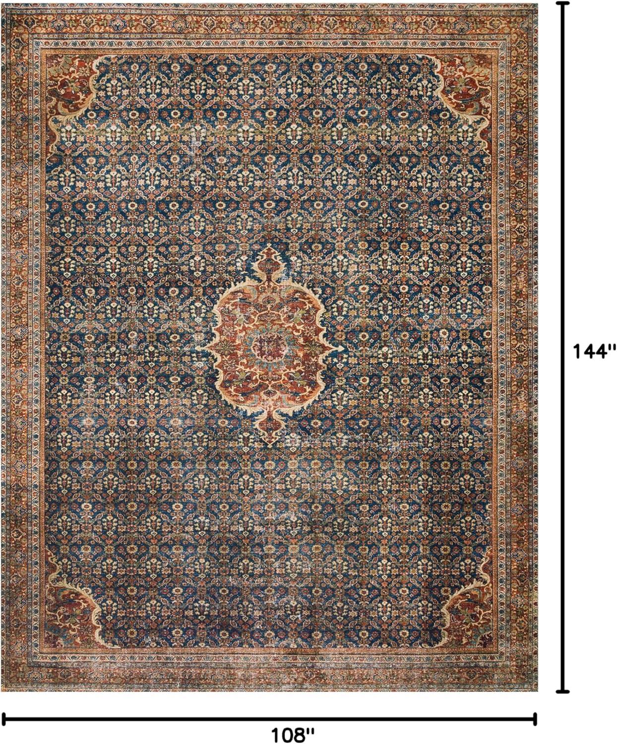 Loloi II Layla Printed Oriental Distressed Cobalt Blue / Spice Area Rug