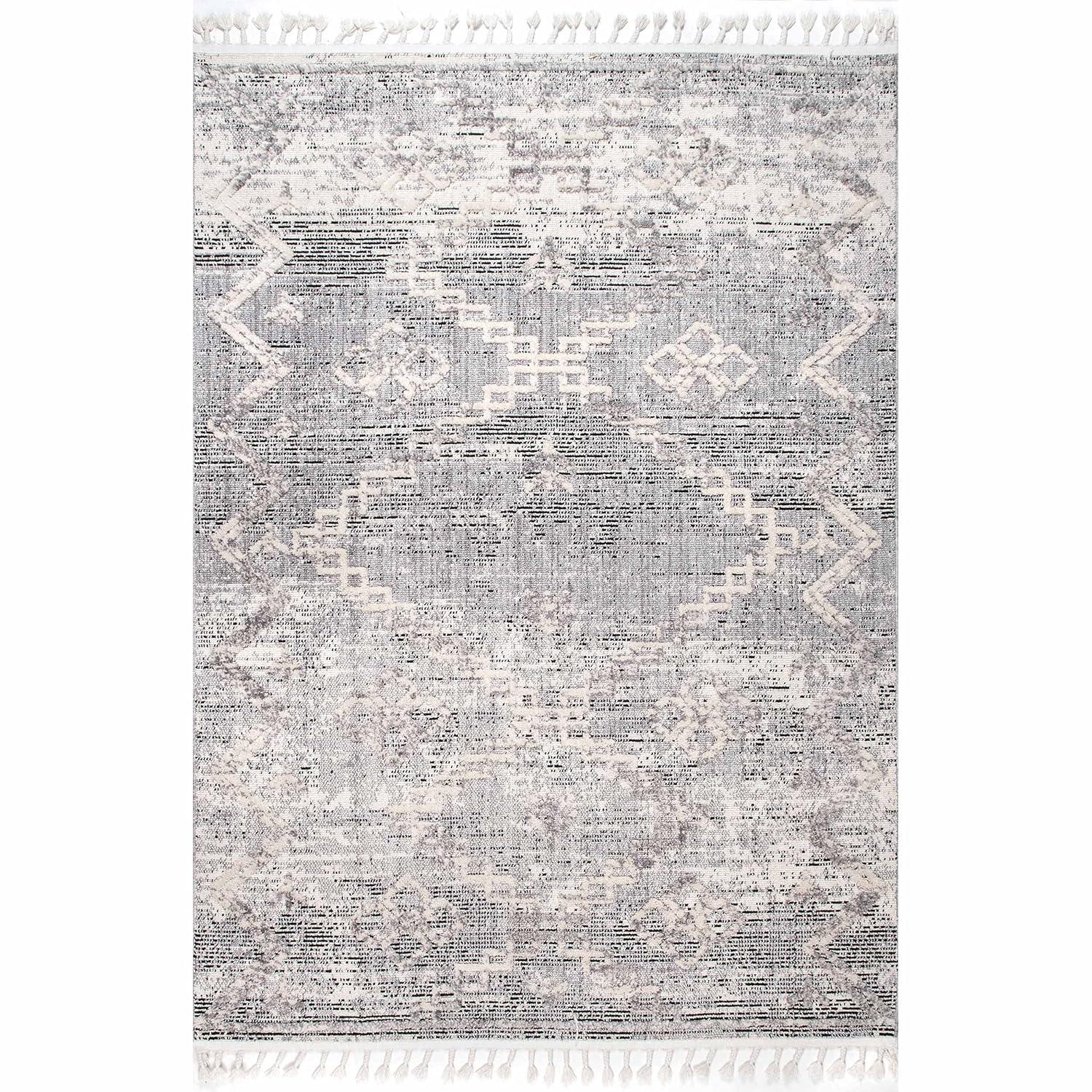 Nuloom Roxy Textured Diamond Tassel Indoor Area Rug, Gray, 3'x5'