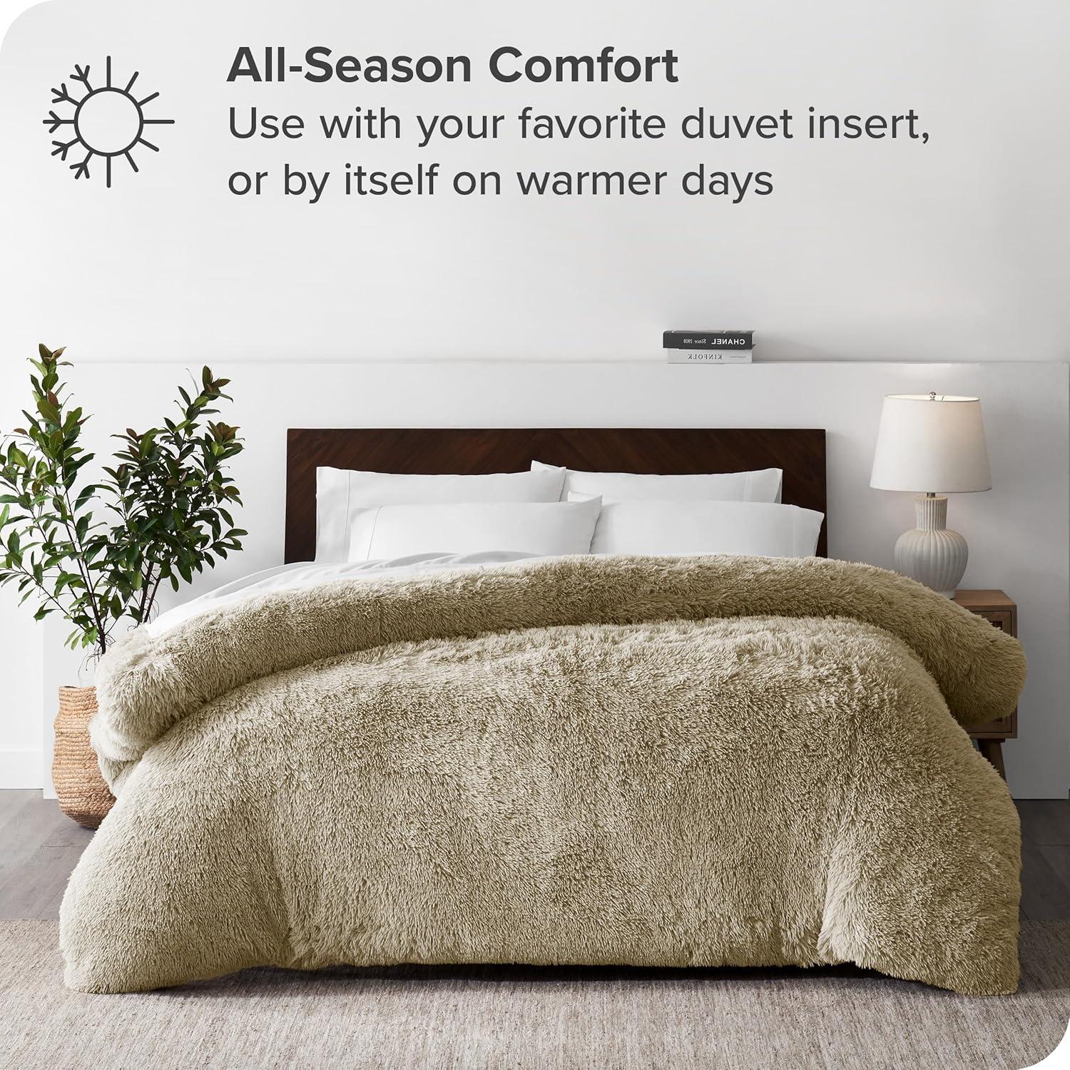 Sand King/California King Shaggy Duvet Cover by Bare Home