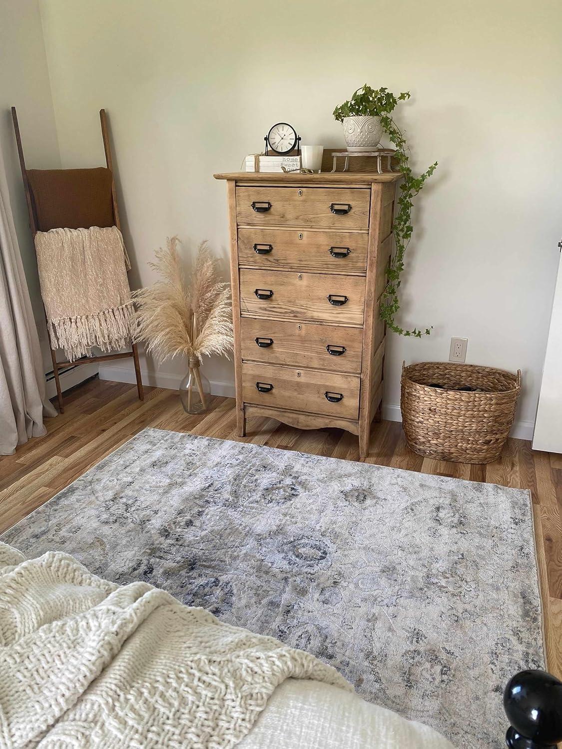 Hauteloom Rectangle Area Rug  Charcoal