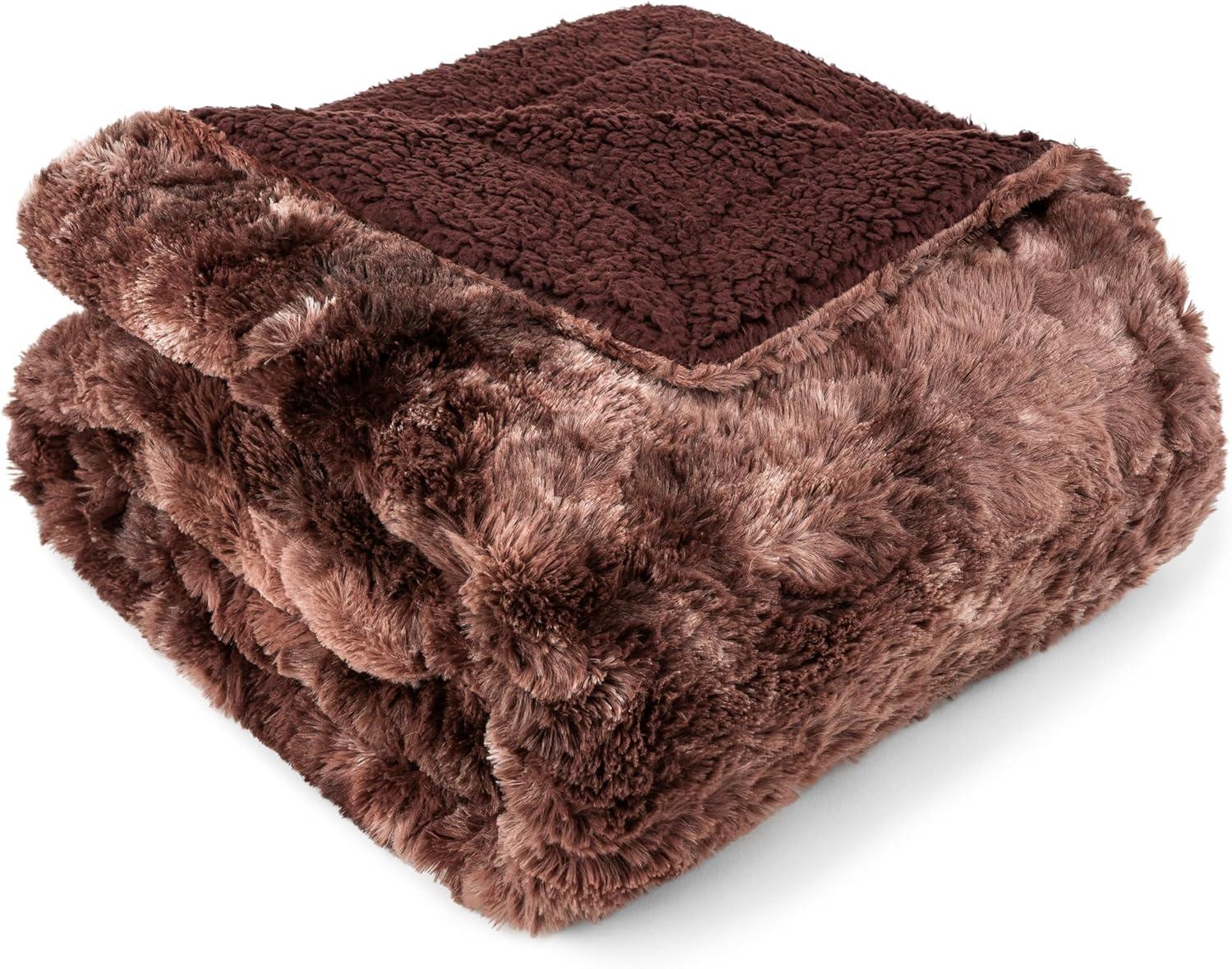 PAVILIA Tie-Dye Faux Fur Throw Blanket, Furry Fuzzy Fluffy Shaggy Plush Warm Reversible Thick for Bed Couch Sofa