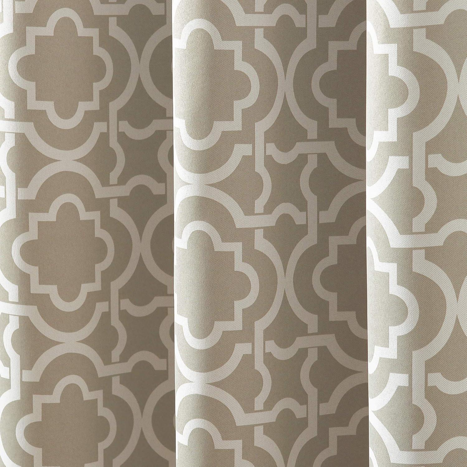 40"x95" Sun Zero Blackout Barnett Trellis Grommet Curtain Panel Taupe: Modern Geometric, Energy Efficient, Noise Reduction