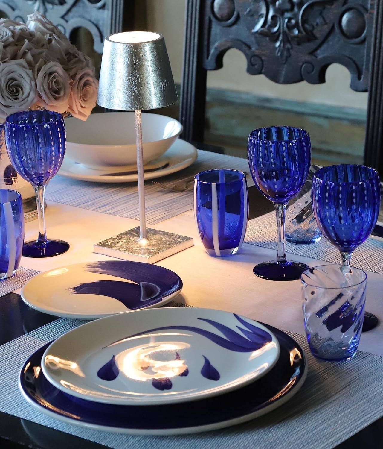 Zafferano, Poldina Pro Mini Lamp with Silver Leaf, Rechargeable Cordless Table Lamp with Touch Controls, Usable as an Indoor Lamp, Dimmer, 2200-3000 K, Height 11.8 Inches