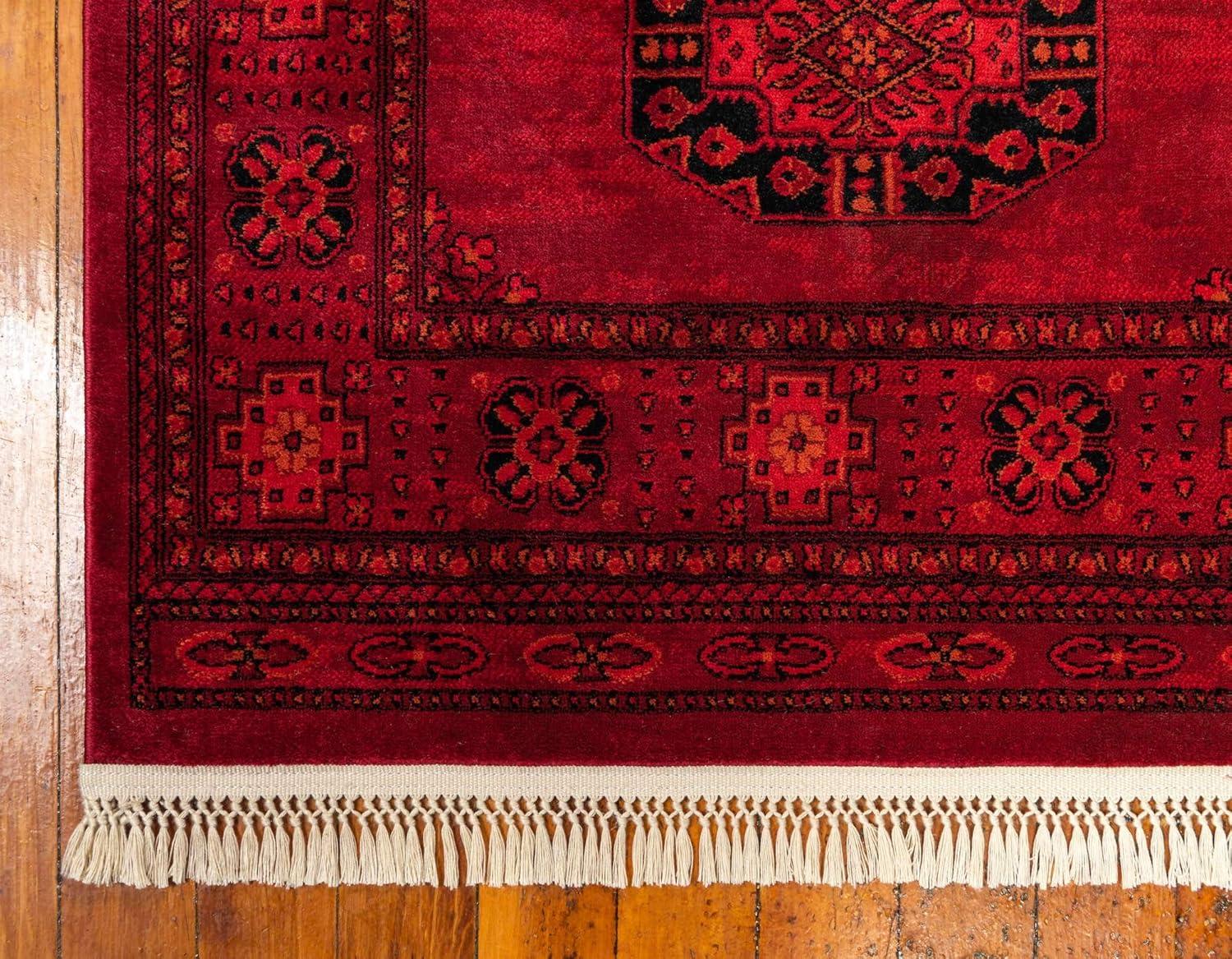 Unique Loom Tekke Rug , 4' 1" x 6' 1" ,Red