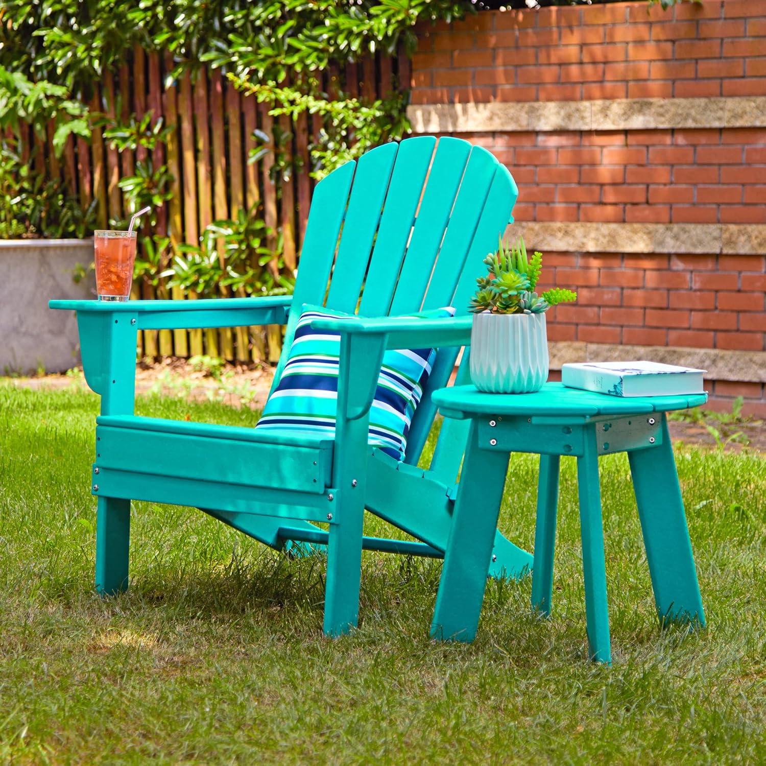 Aqua HDPE Round Outdoor Accent Table, 20" Diameter