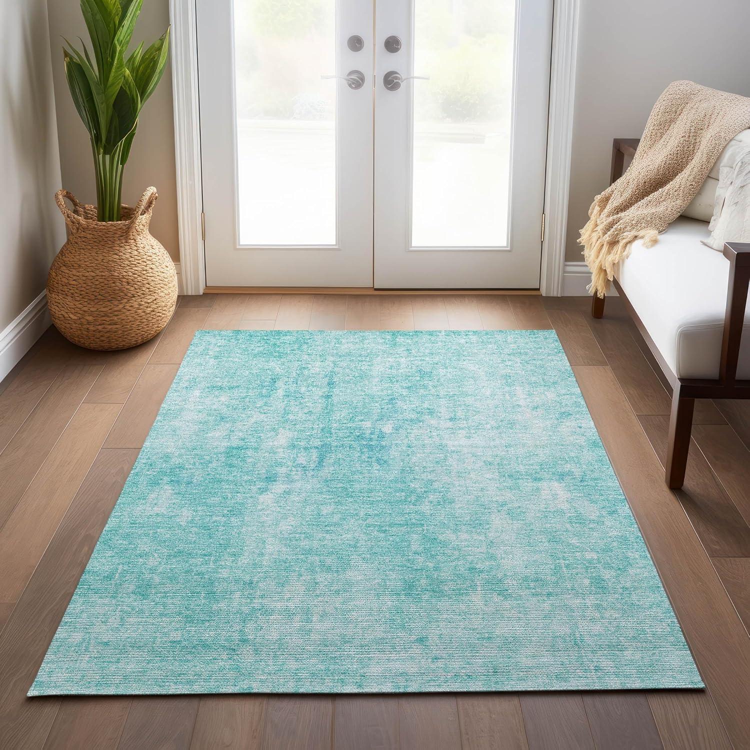 Addison Rugs Chantille ACN656 Teal 2'6" x 3'10" Indoor Outdoor Area Rug, Easy Clean, Machine Washable, Non Shedding, Bedroom, Entry, Living Room, Dining Room, Kitchen, Patio Rug