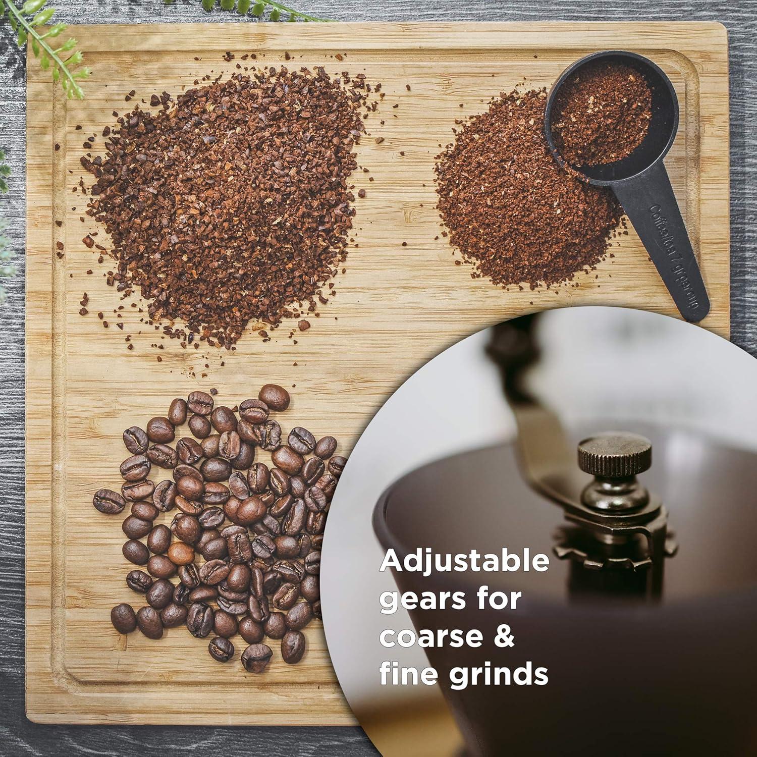 GROSCHE BREMEN Manual Ceramic Conical Burr Coffee Grinder, Spice & Coffee Grinder with Glass Storage Jar
