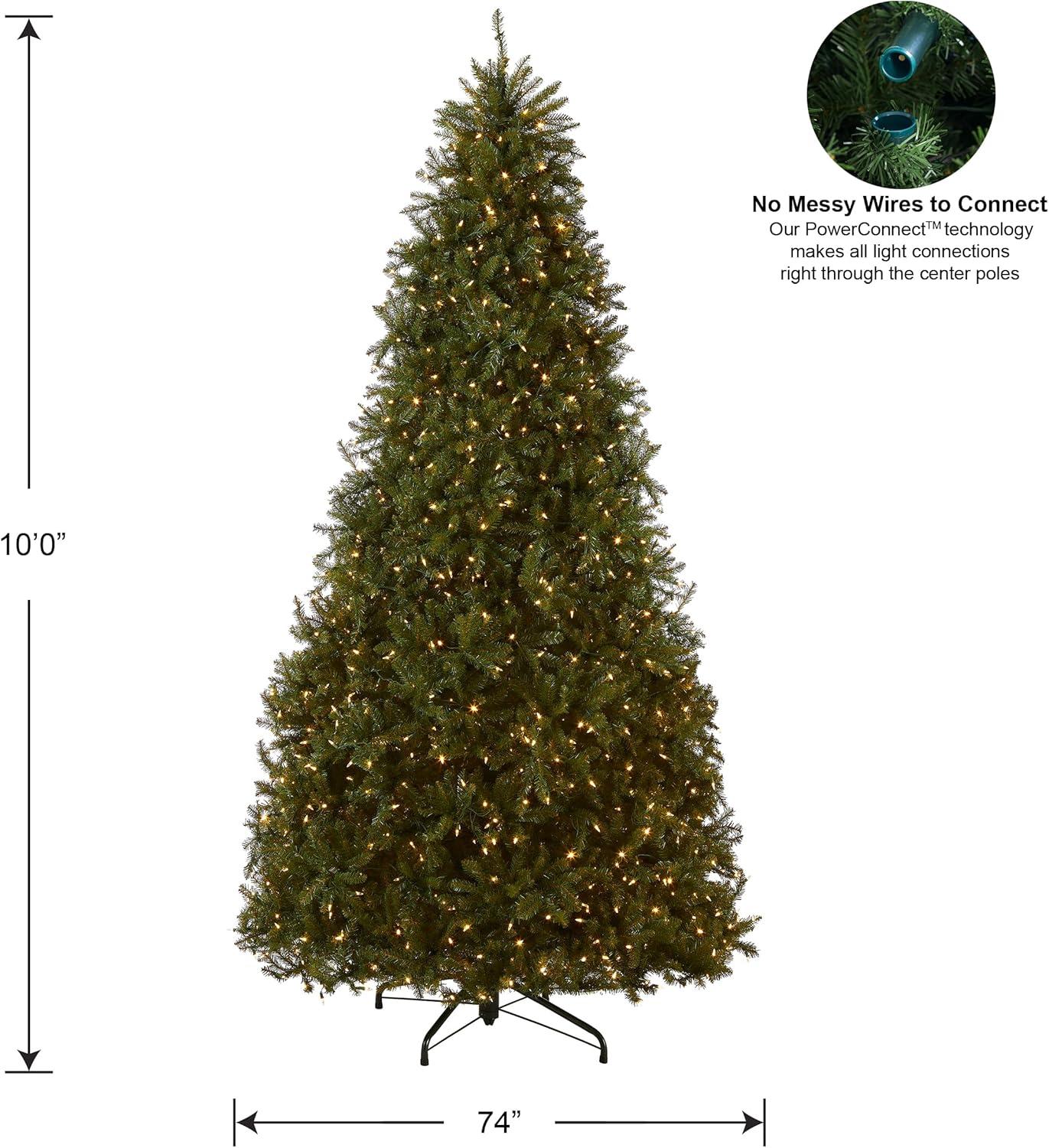 10' Prelit PowerConnect Dunhill Fir Artificial Christmas Tree Dual Color Lights - National Tree Company