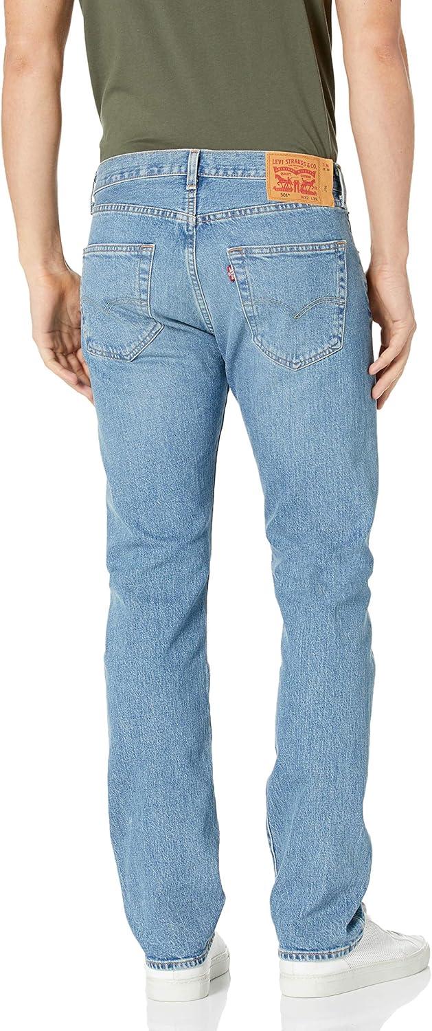 Light Blue High Rise Cotton Denim Straight Leg Jeans