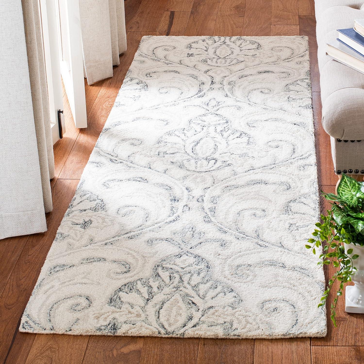 Micro-Loop MLP532 Hand Tufted Indoor Runner Rug - Ivory/Grey - 2'3"x11' - Safavieh