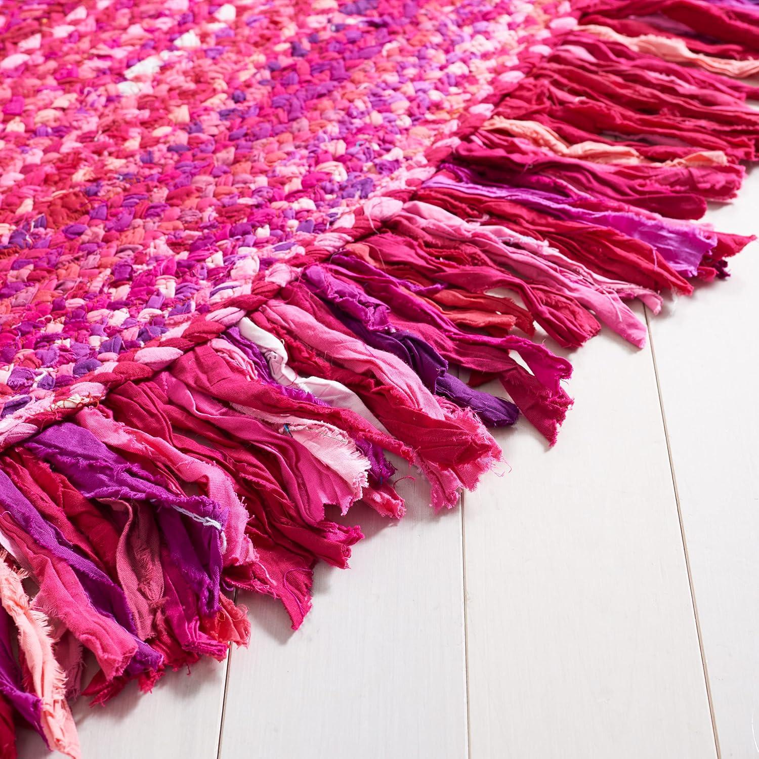 Braided BRD451 Hand Woven Area Rug - Pink/Fuchsia - 3'x5' Oval - Safavieh.
