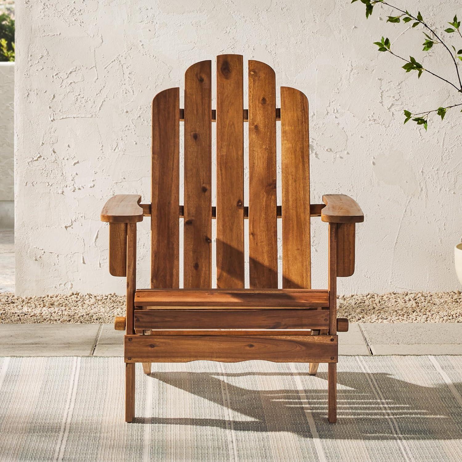 Dark Brown Acacia Wood Foldable Adirondack Outdoor Chair