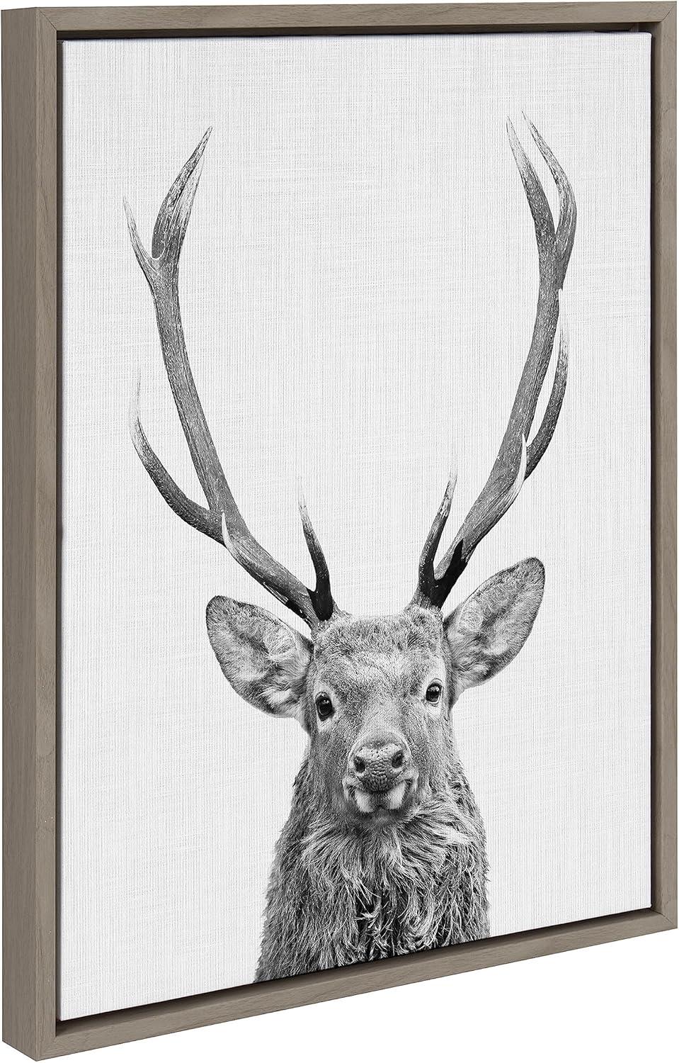 Black and White Forest Deer Canvas Wall Art, 18x24