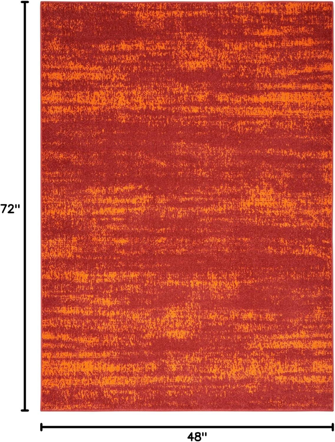 Nourison Essentials Abstract Low Pile Indoor Outdoor Area Rug 4' x 6' Red