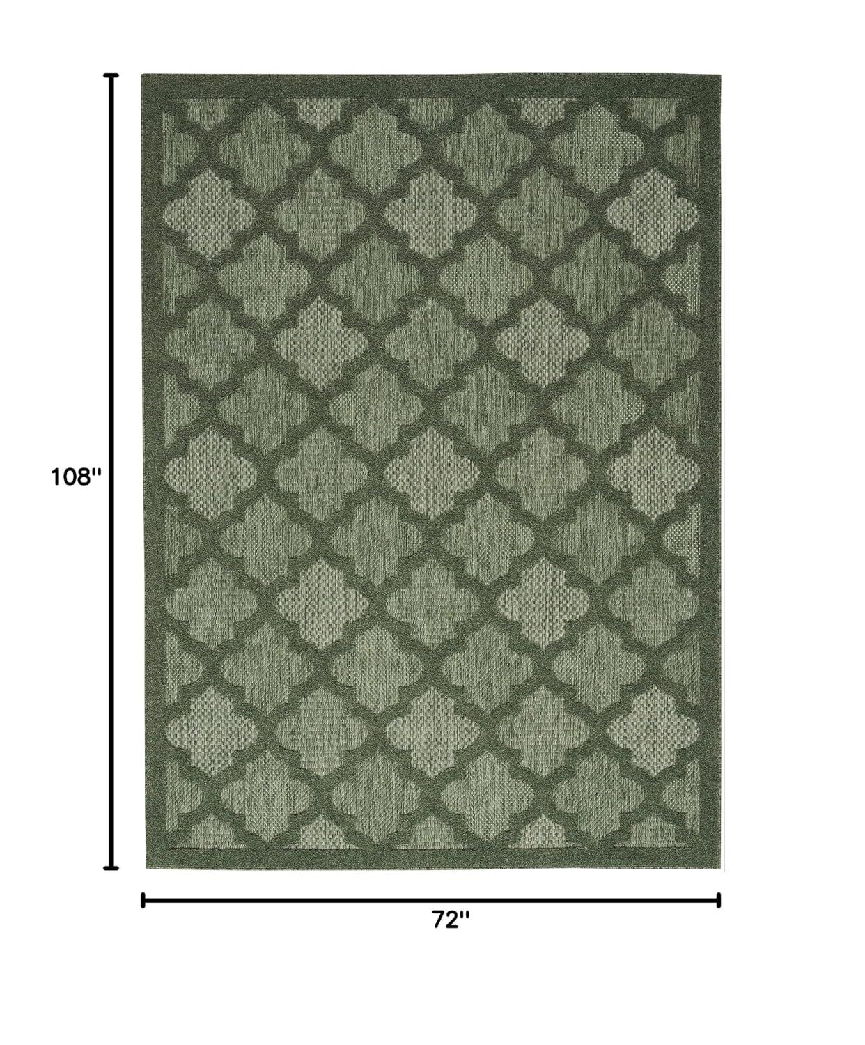 Nourison Easy Care Trellis Flatweave Indoor Outdoor Area Rug 6' x 9' Green