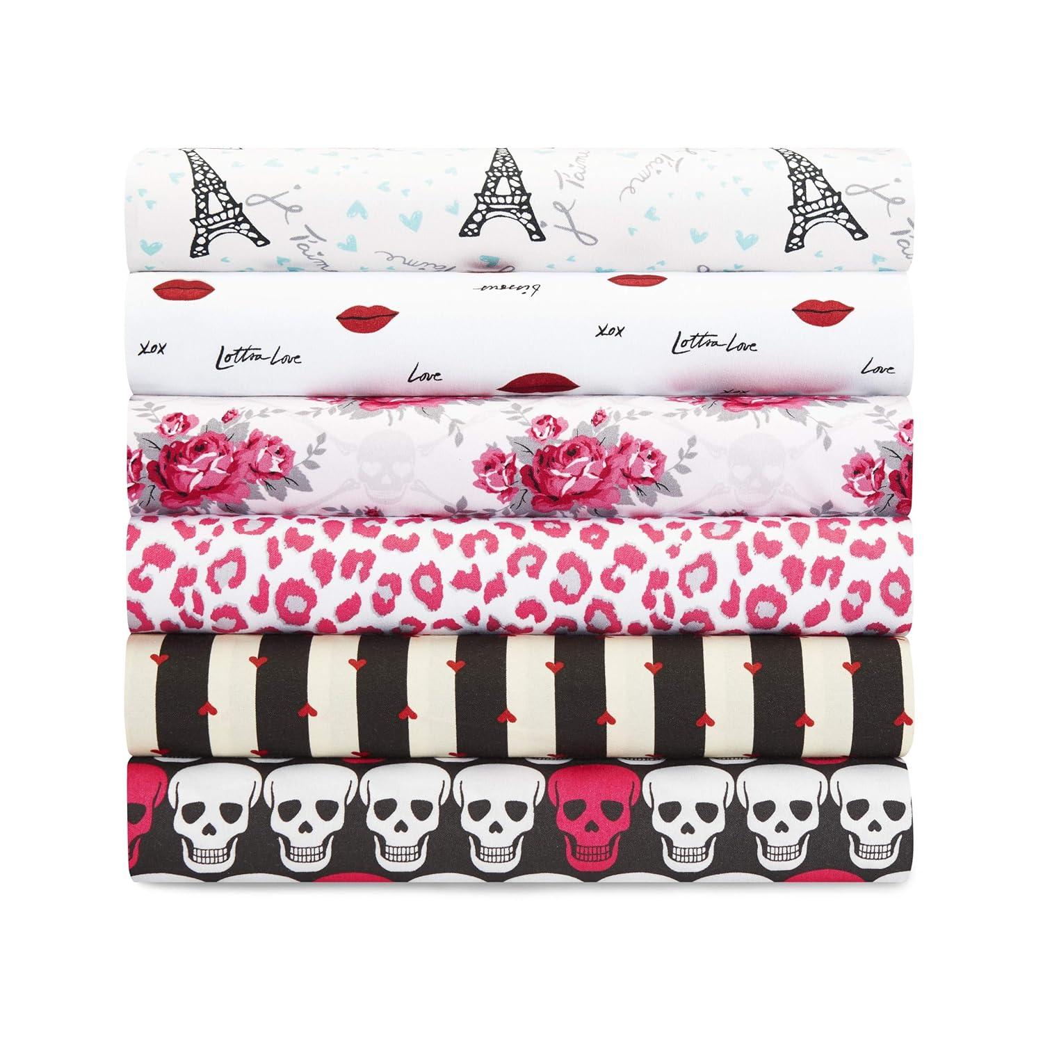 Betsey Johnson Skull Rose Trellis Bright Red Twin XL Sheet Set