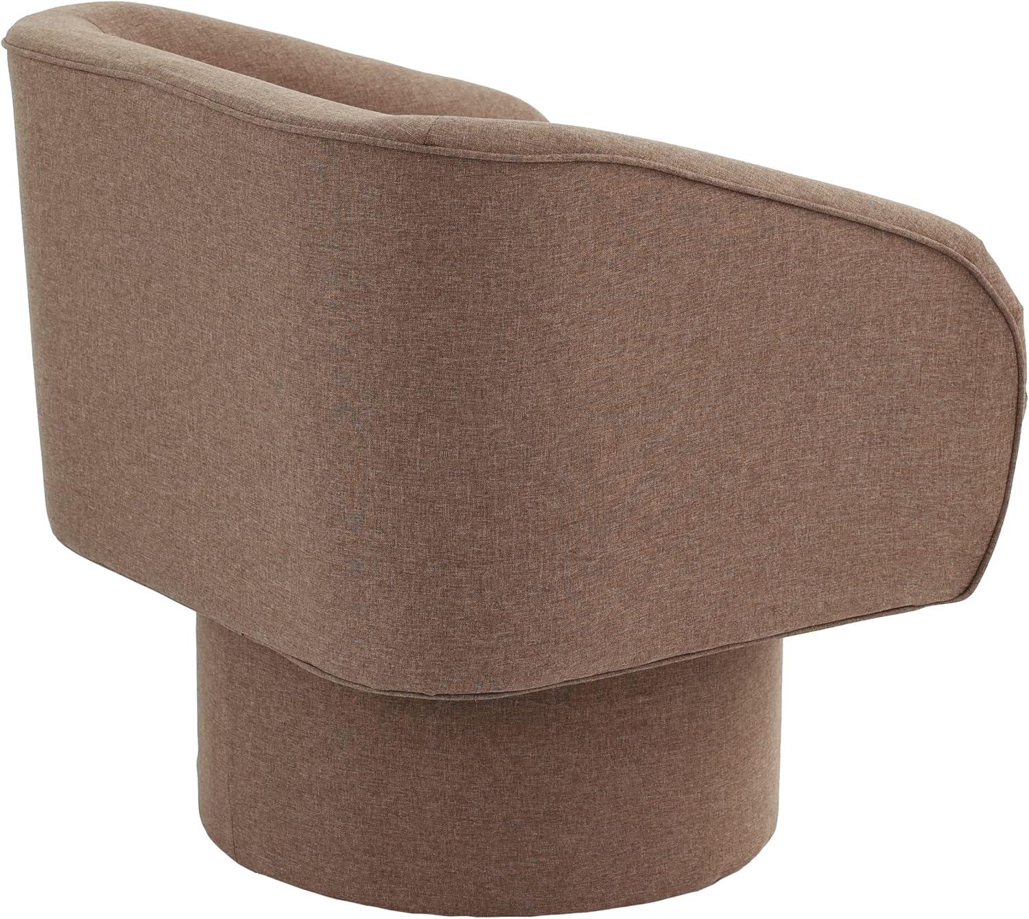 Poundex Round Base Swivel Fabric Accent Chair in Light Coffee color