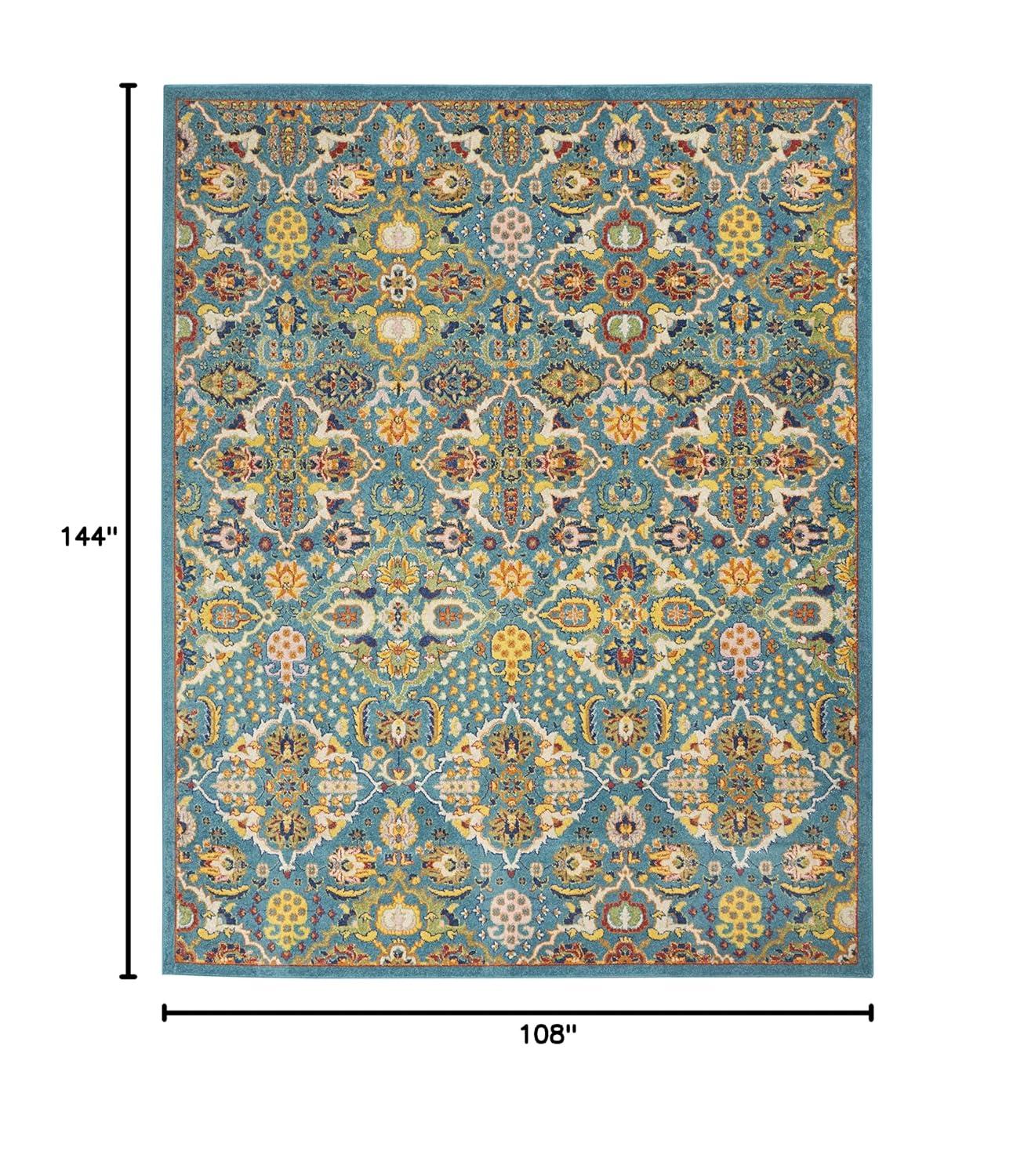 Nourison Allur Boho Indoor Area Rug Turquoise Ivory 9' x 12'