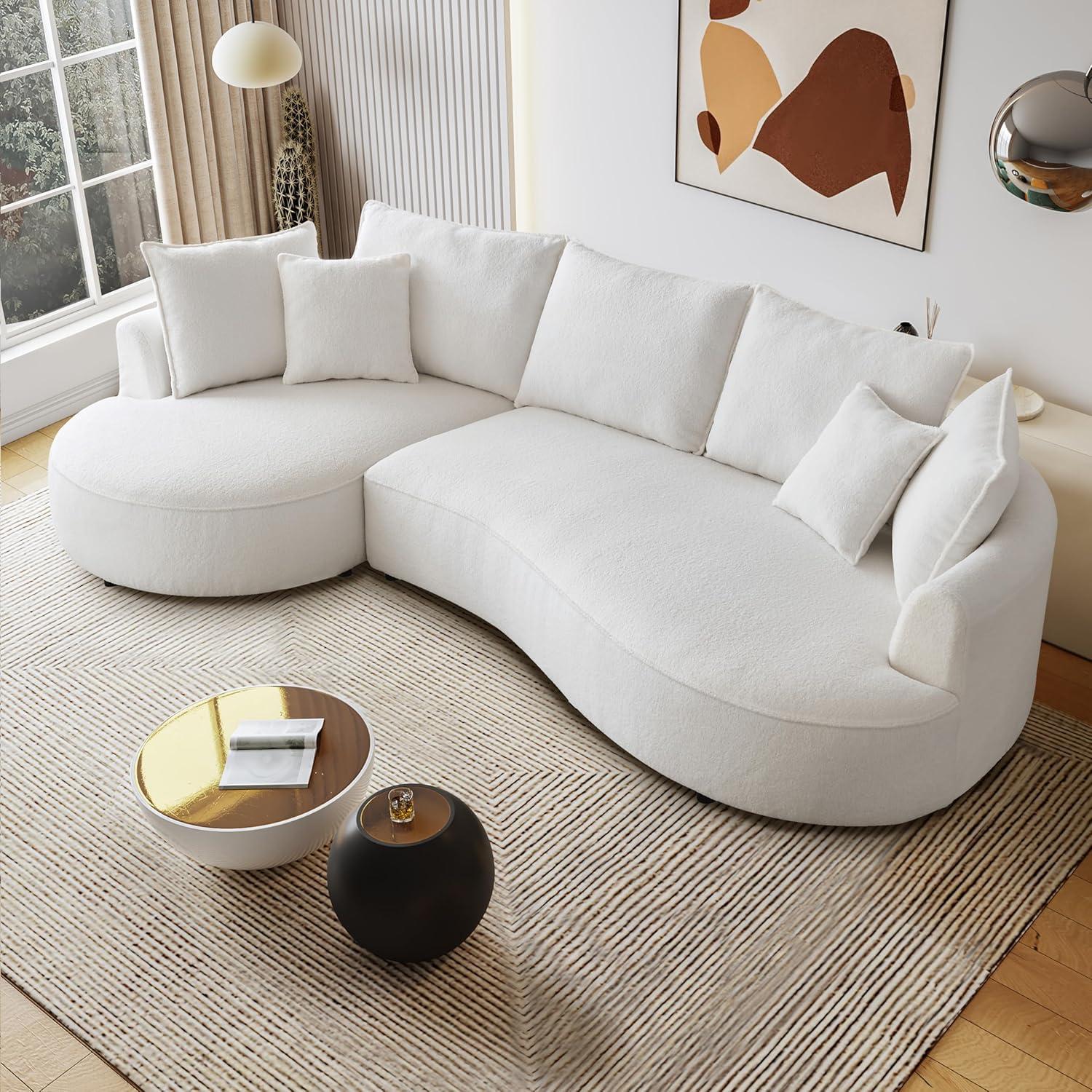 Excellent Future 122.8" Curved Sofa Modern Curved Couch Living Room Modular Sectional Sofa
