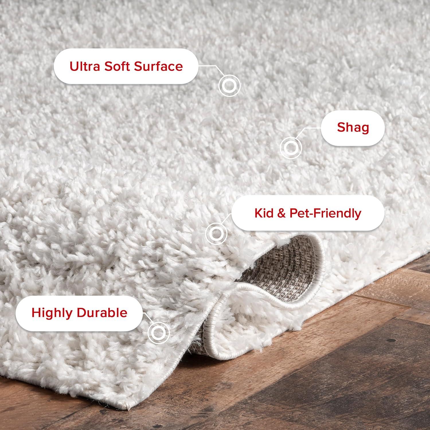 Nuloom Kara Solid 4x6 Shag Indoor Area Rug for Living Room Bedroom Dining Room Nursery, Ivory