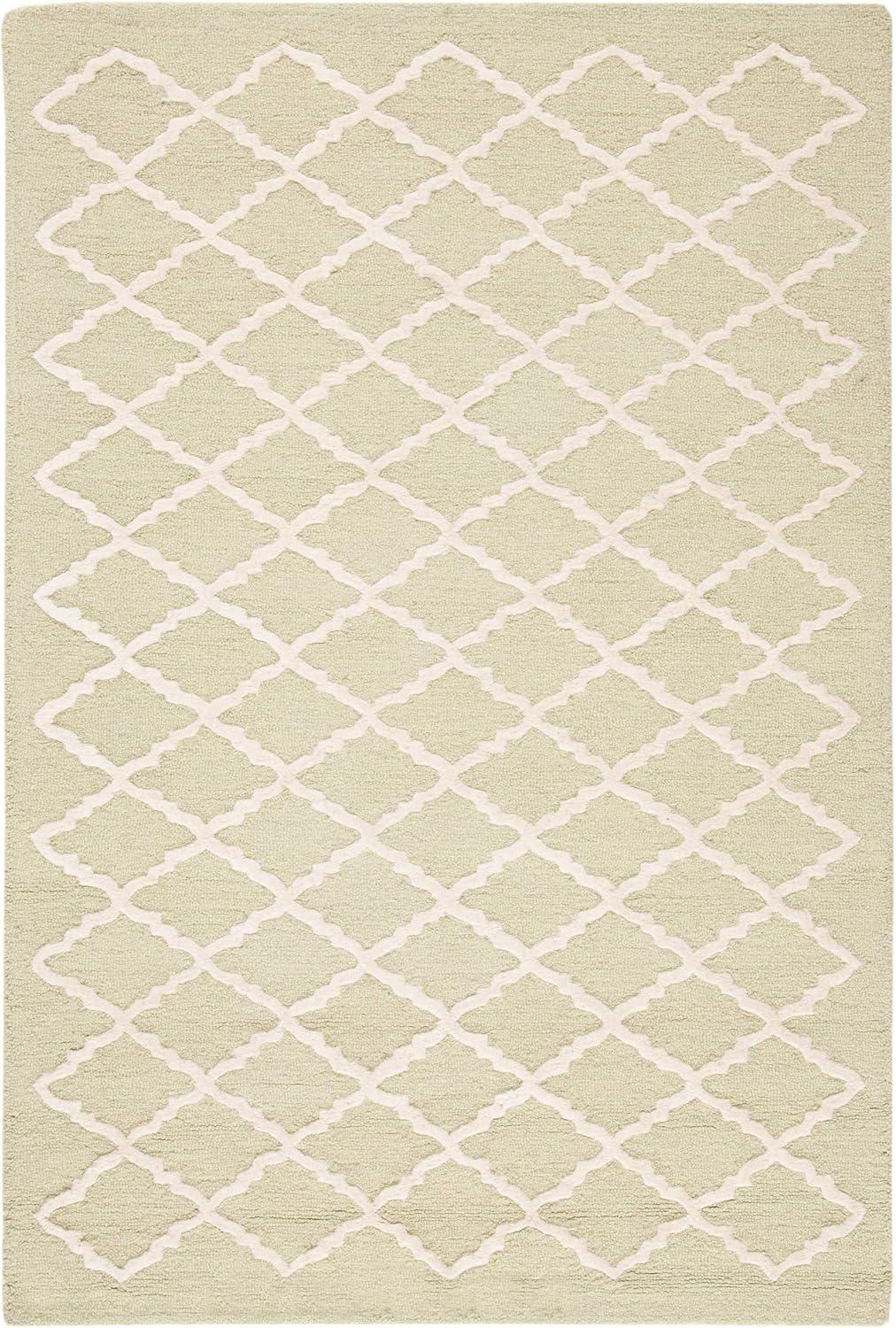 SAFAVIEH Cambridge Karen Geometric Wool Area Rug, Light Green/Ivory, 4' x 6'