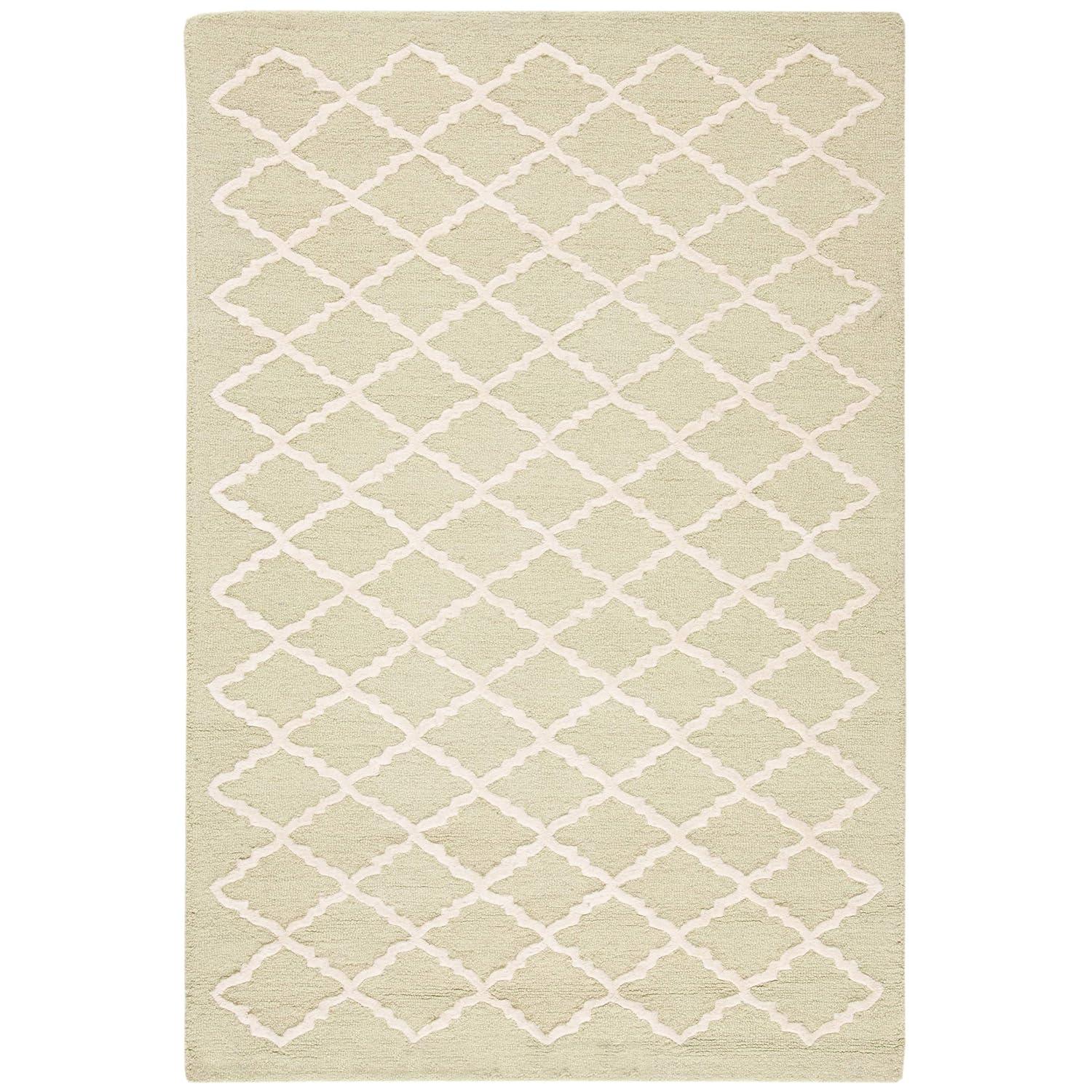 SAFAVIEH Cambridge Karen Geometric Wool Area Rug, Light Green/Ivory, 4' x 6'