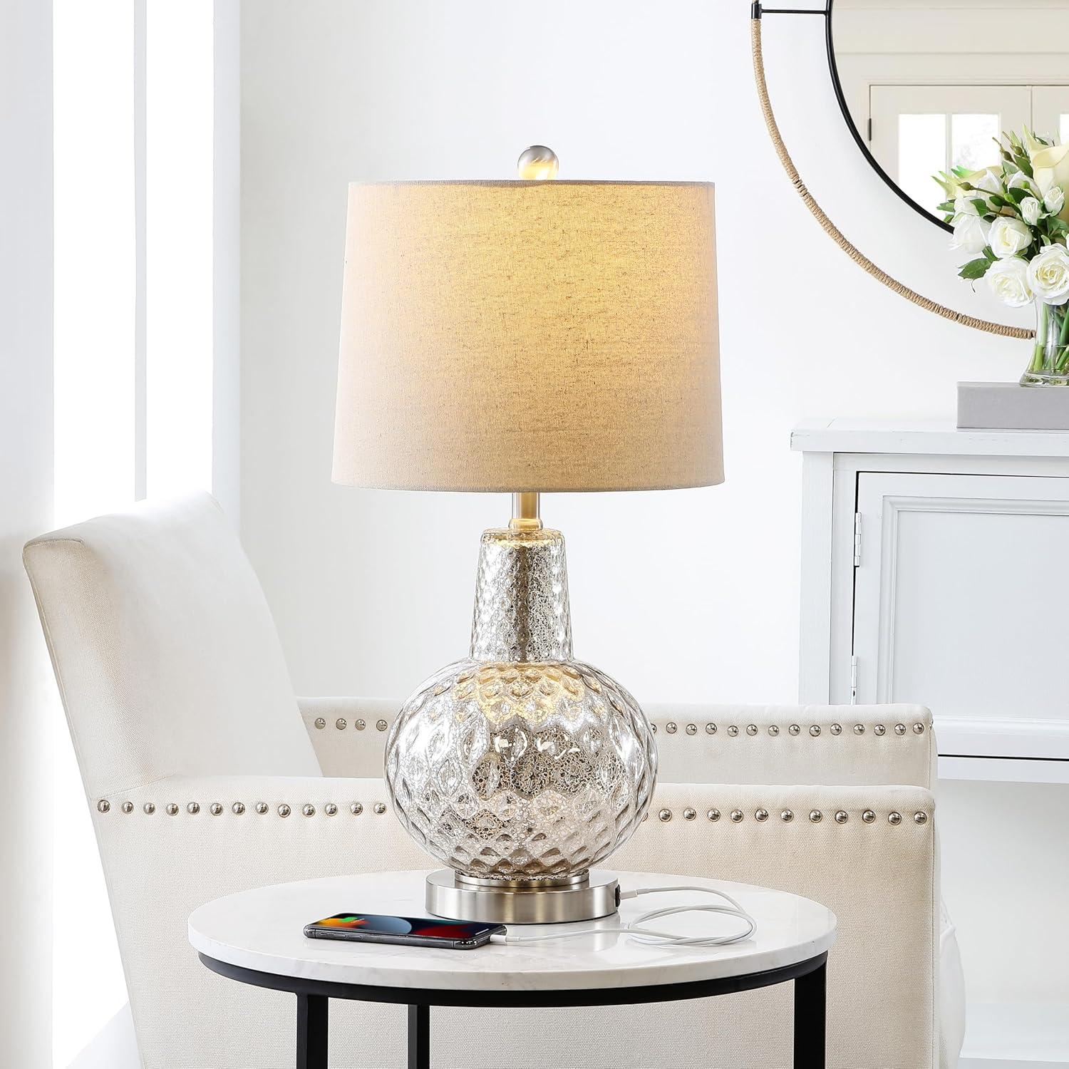 Atlas Table Lamp W/ USB Port - 23.5 Inch Height - TBL4201 - Mercury - Safavieh