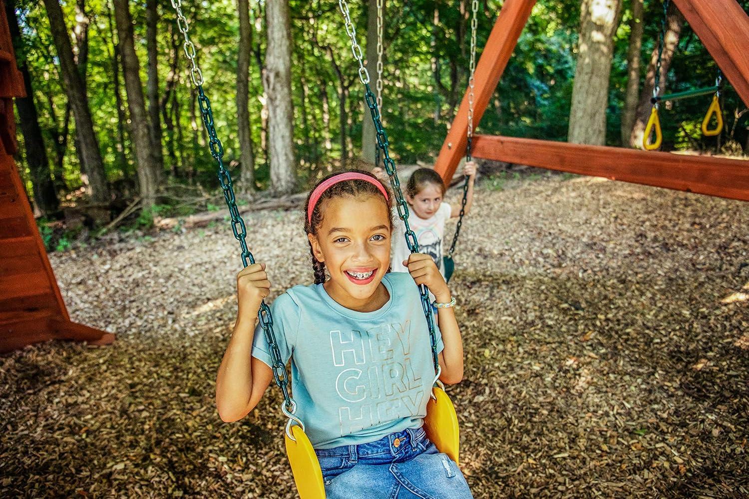 Jack and June Yellow Belt Playset Swing with 80” Chains Made for 5’ and 6’ Deck Height