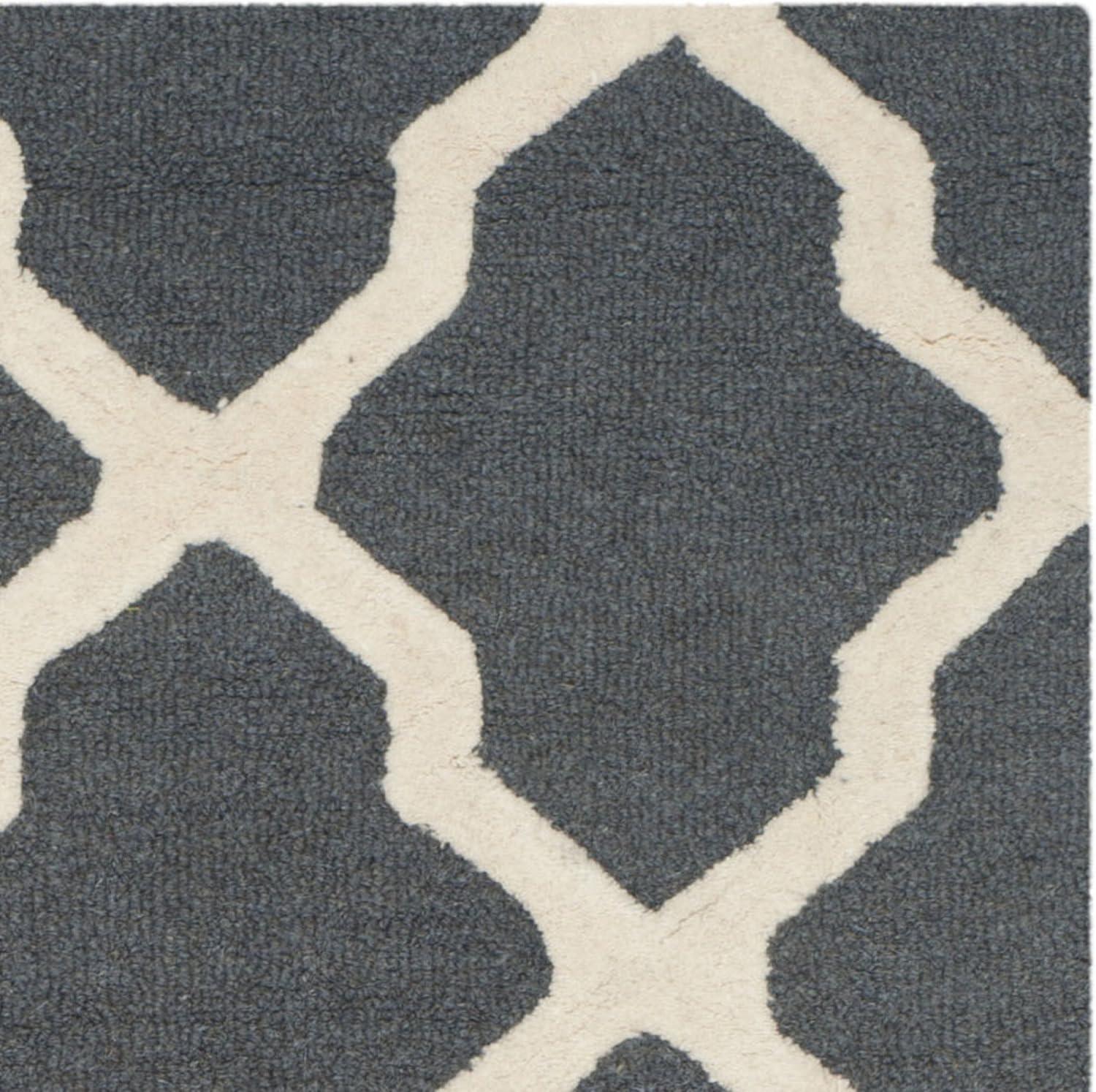 SAFAVIEH Cambridge Liam Geometric Wool Area Rug, Dark Grey/Ivory, 5' x 8'