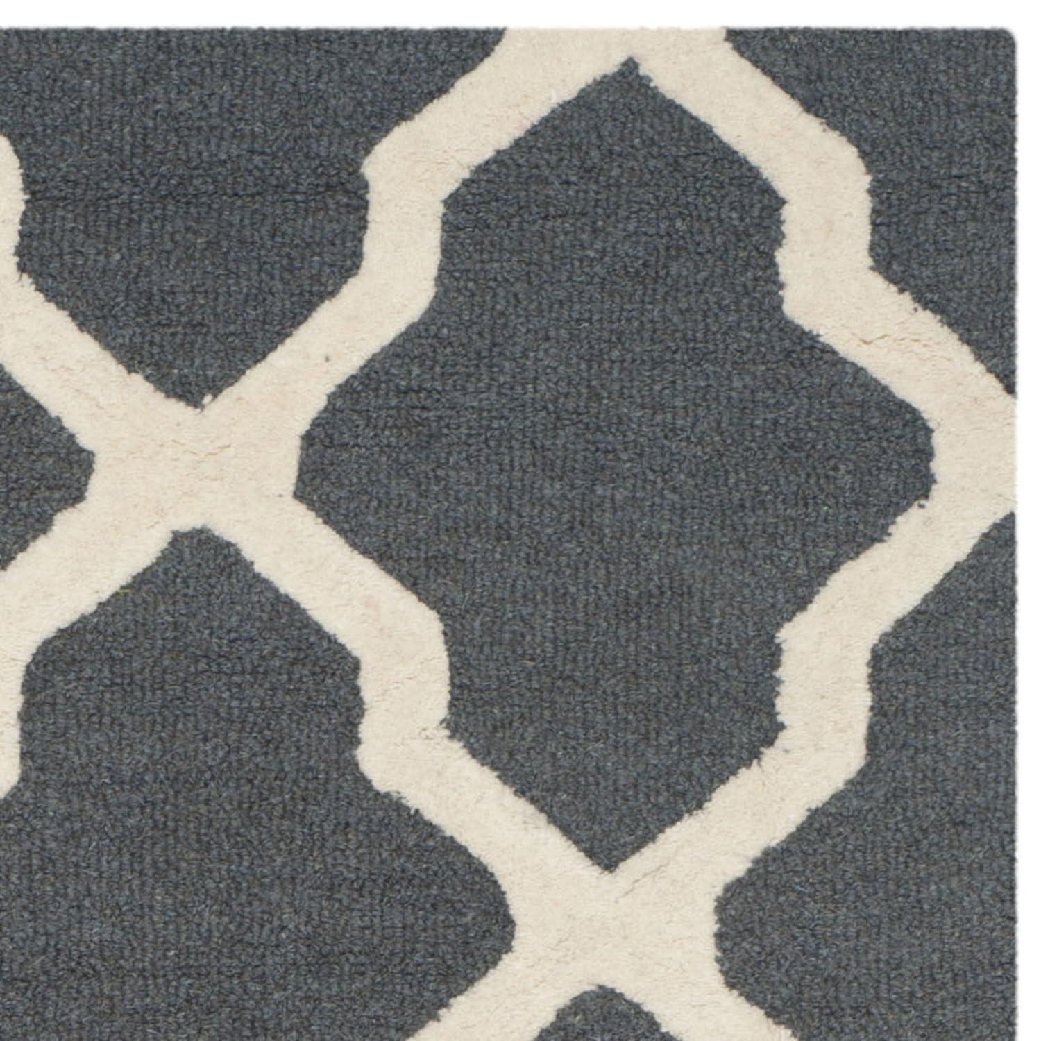 SAFAVIEH Cambridge Liam Geometric Wool Area Rug, Dark Grey/Ivory, 5' x 8'