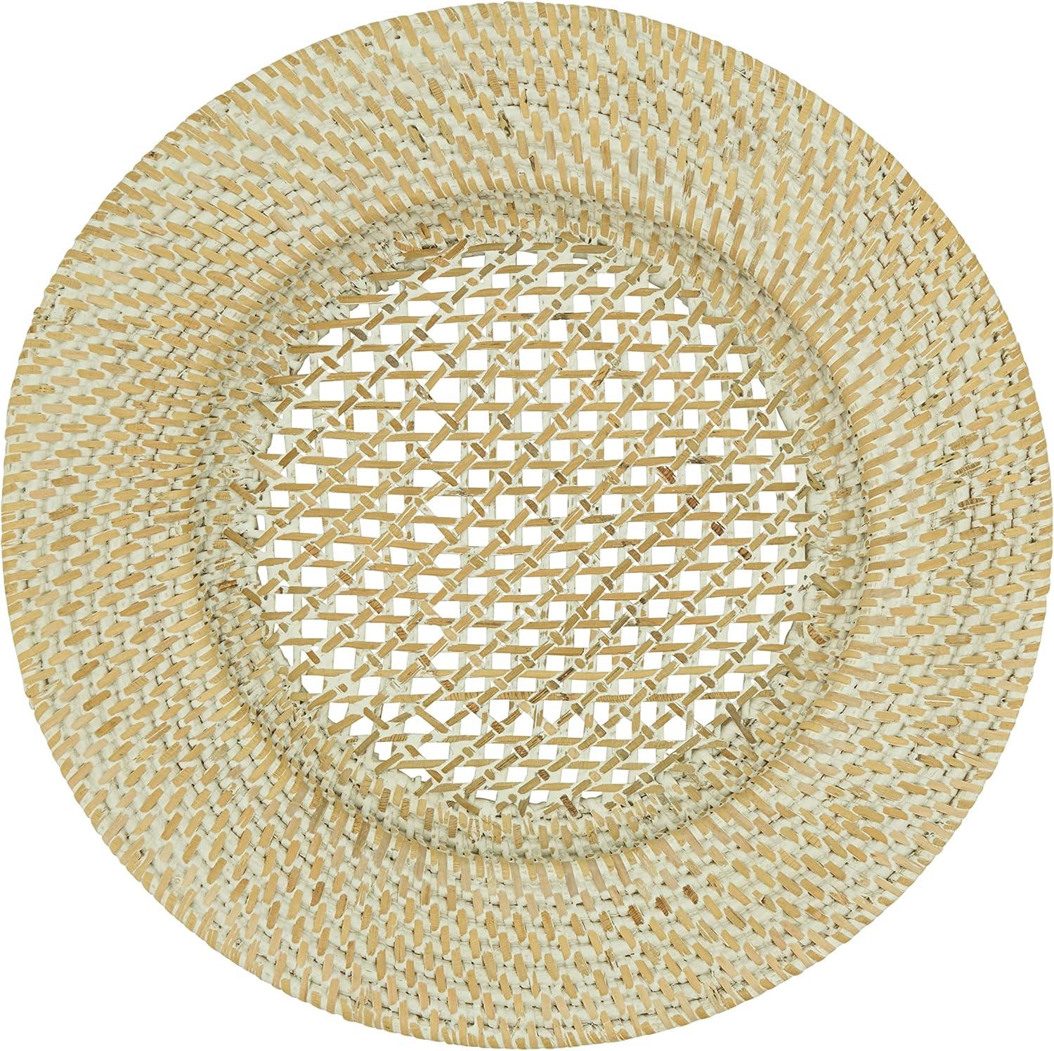 Handcrafted Natural Rattan Round Charger Plates, Set of 4