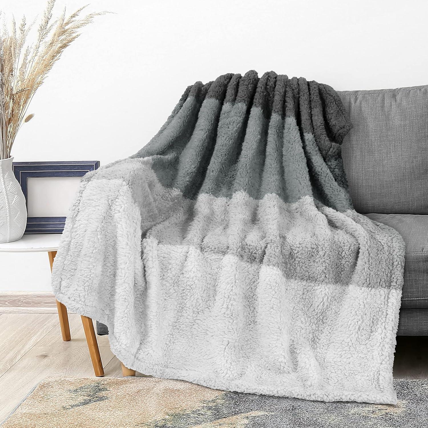 PAVILIA Plush Throw Blanket for Couch Bed, Faux Shearling Blanket and Throw for Sofa Home Decor