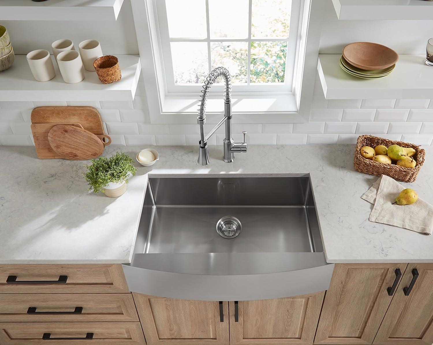 Pekoe 33'' L Farmhouse / Apron Single Bowl Stainless Steel Kitchen Sink