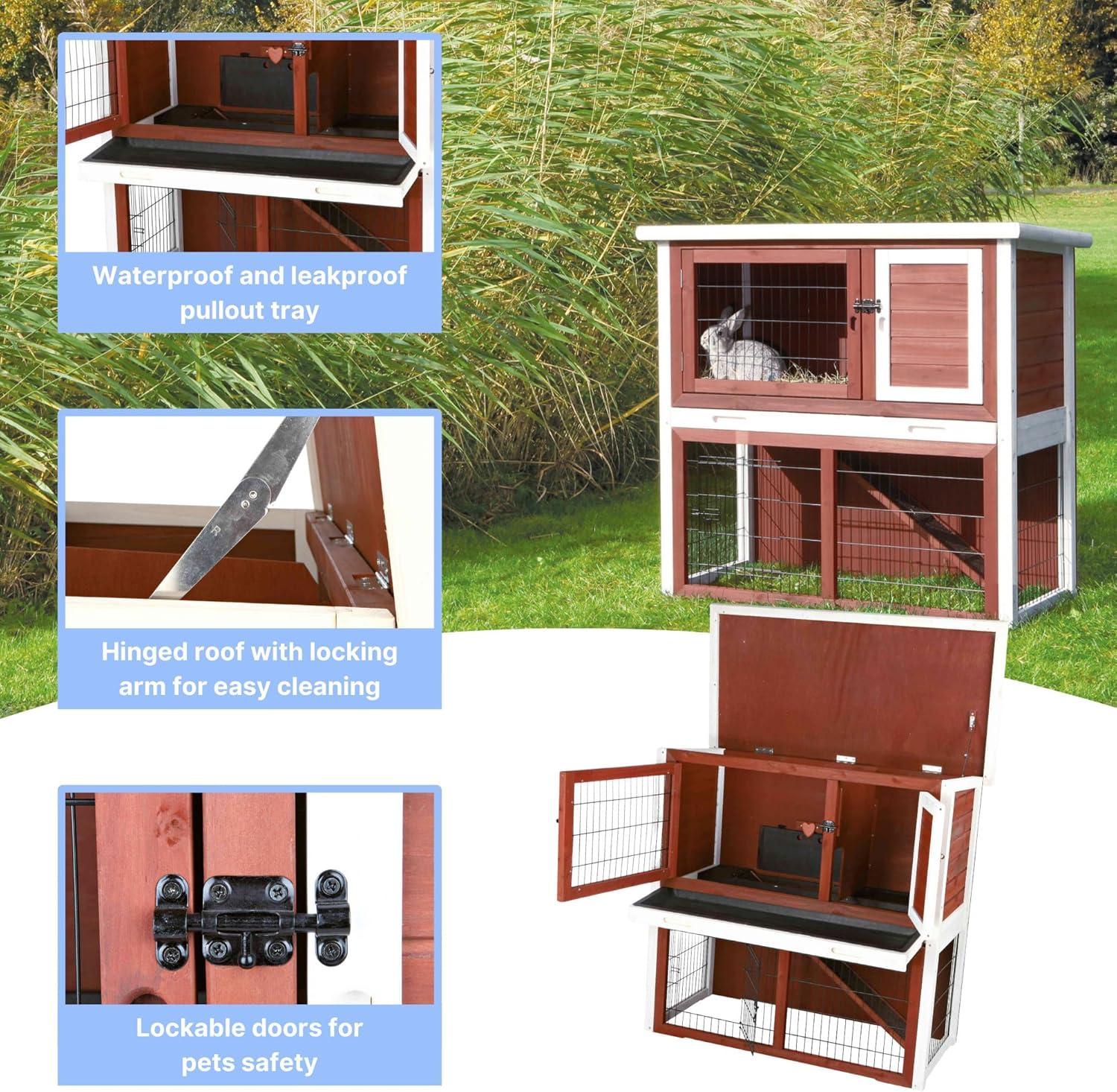 TRIXIE TRIXIE 2-Story Cabin Rabbit Hutch with Run, Ramp, Attic Storage, for Rabbits or Guinea Pigs