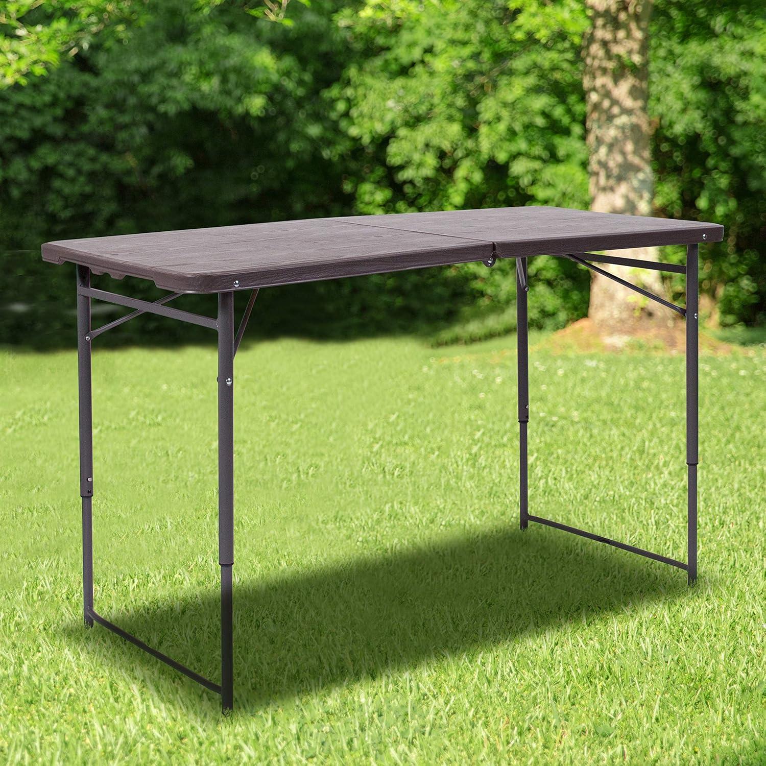 Noah 48.25" Plastic Rectangular Adjustable Fold-in-Half Table with Handle