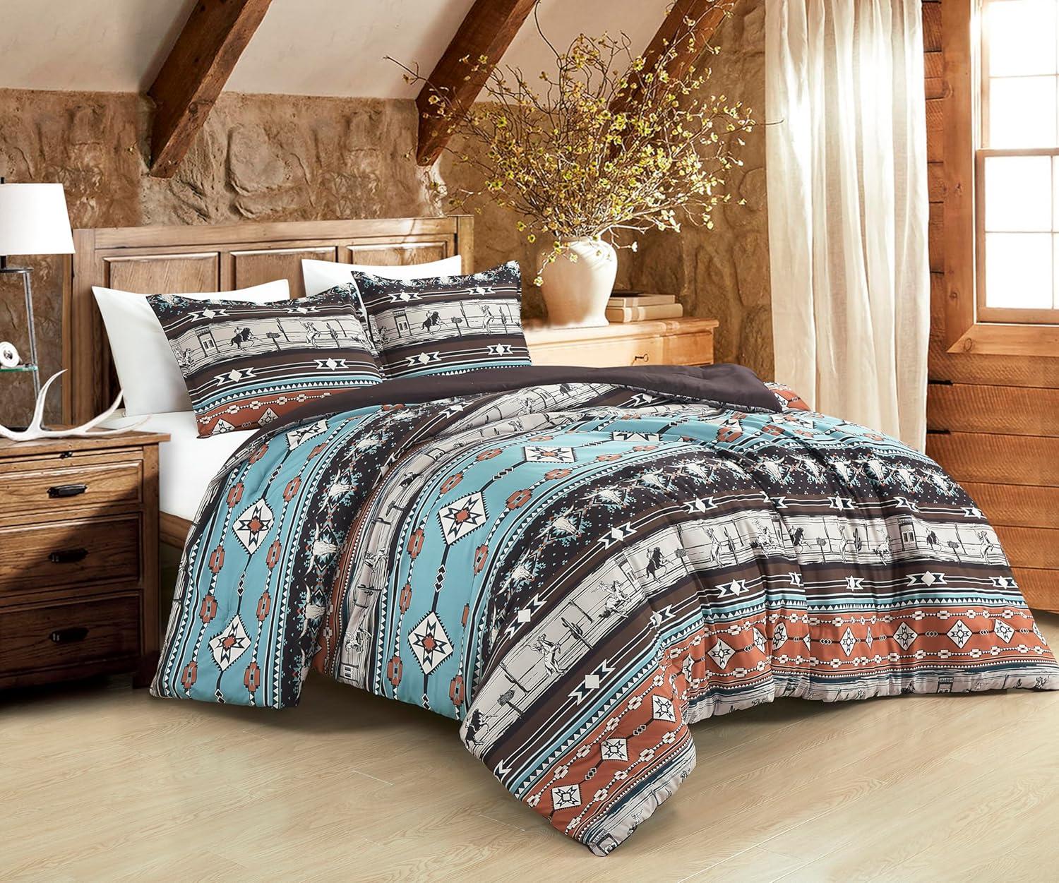 Chezmoi Collection Sawyer Southwestern Cowboys Rodeo Comforter Set