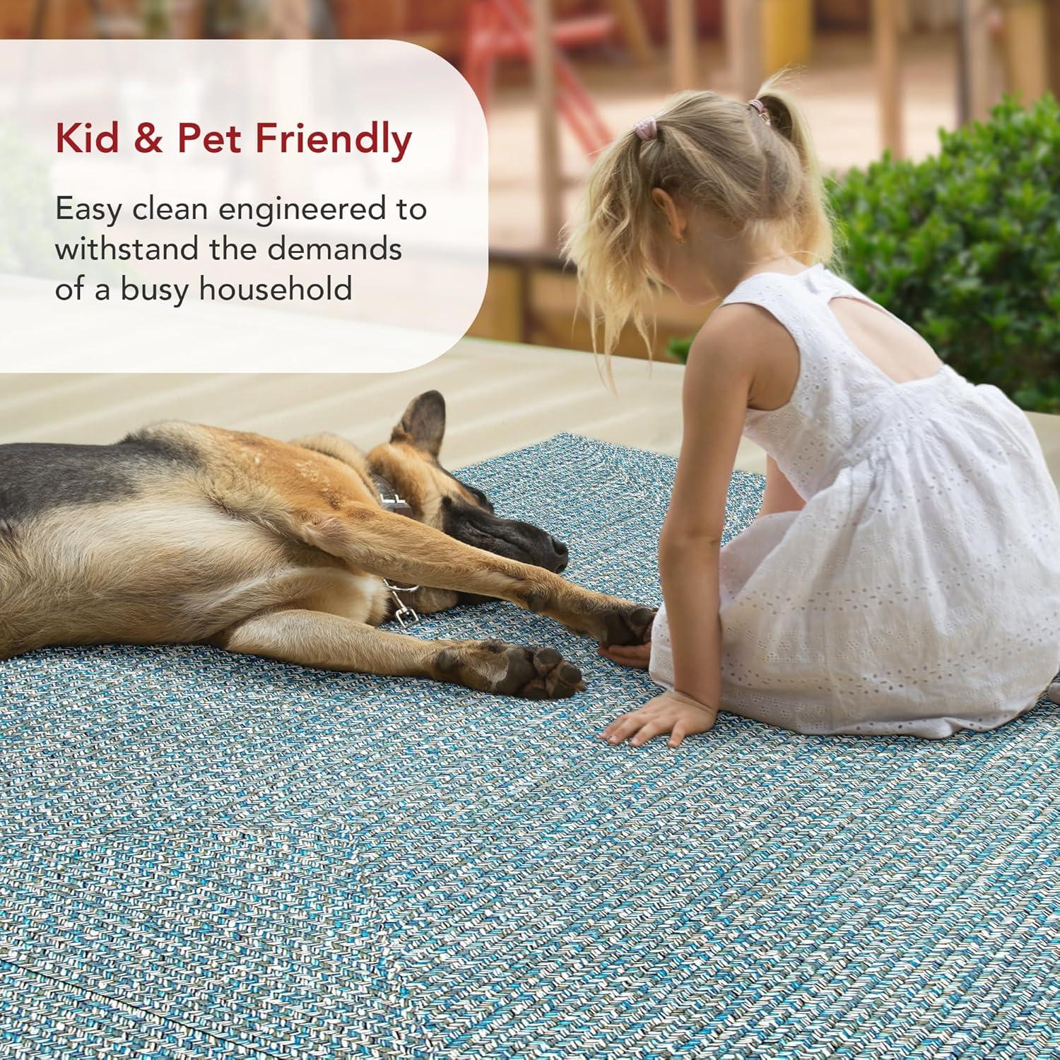 Aqua Braided Reversible Handmade 3' x 5' Synthetic Rug