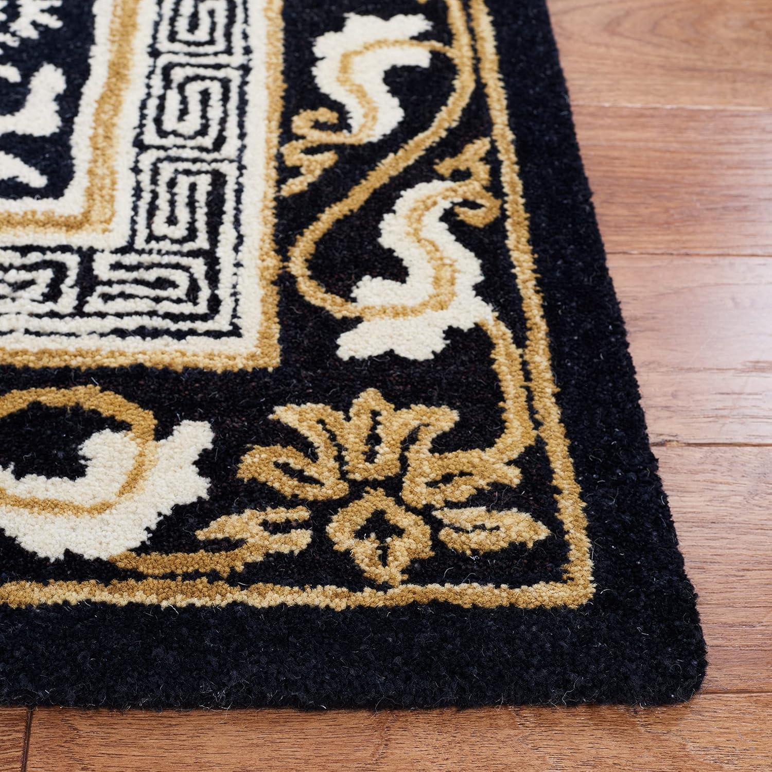 Antiquity AT860 Hand Tufted Indoor Area Rug - Black/Ivory - 6'x6' - Safavieh