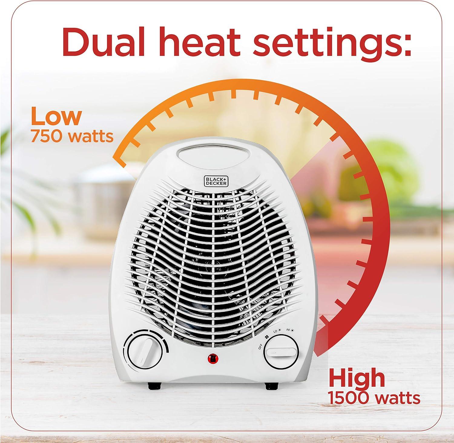 BLACK+DECKER Personal Desktop 1,500 Watt Electric Fan Compact Heater