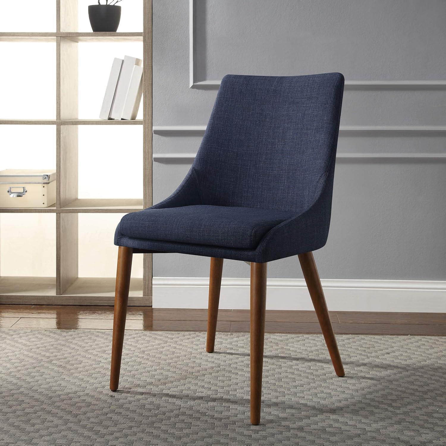 Navy Low-Profile Upholstered Wood Side Chair