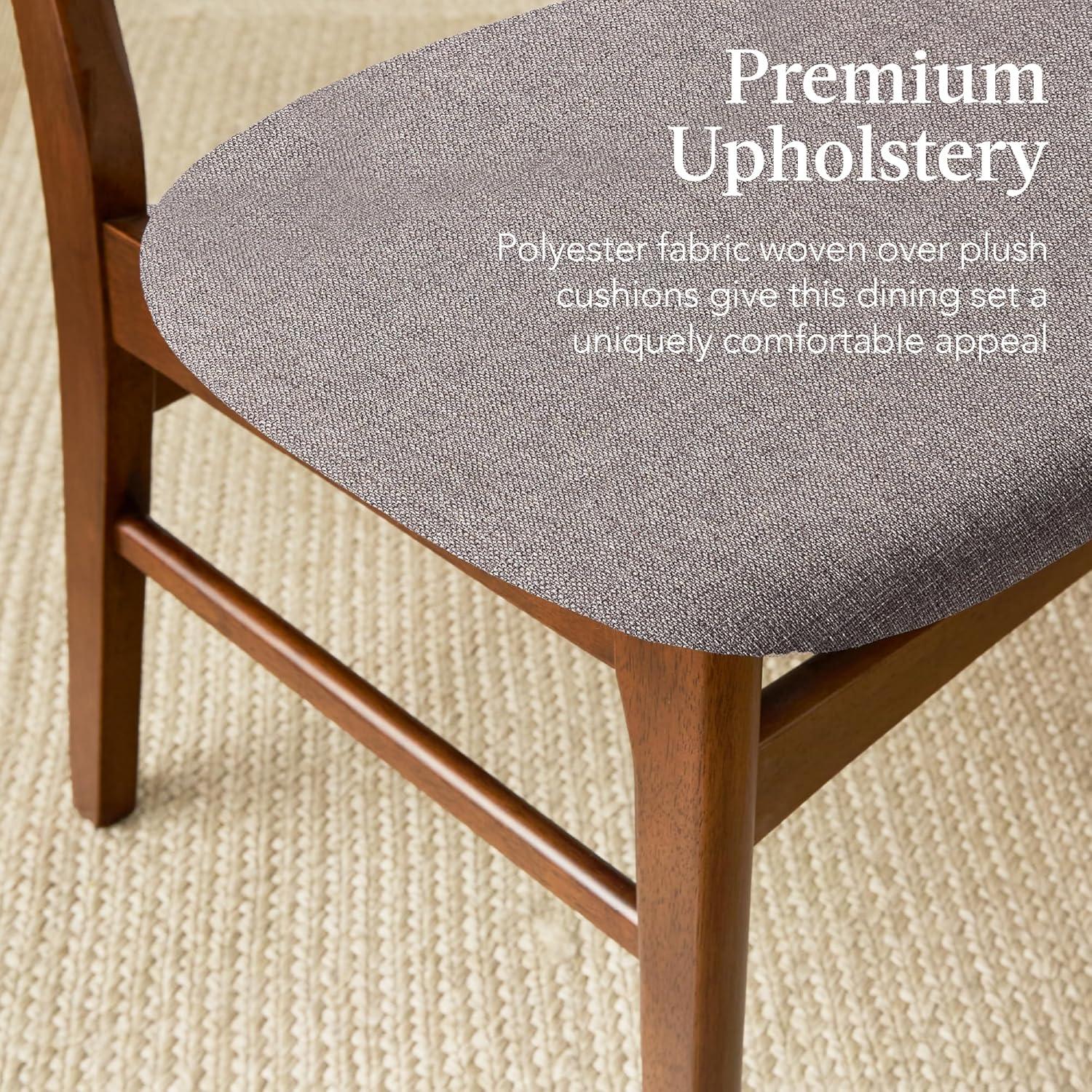 George Oliver 7-Piece Mid-Century Modern Upholstered Dining Set, Wooden Table W/ 6 Chairs